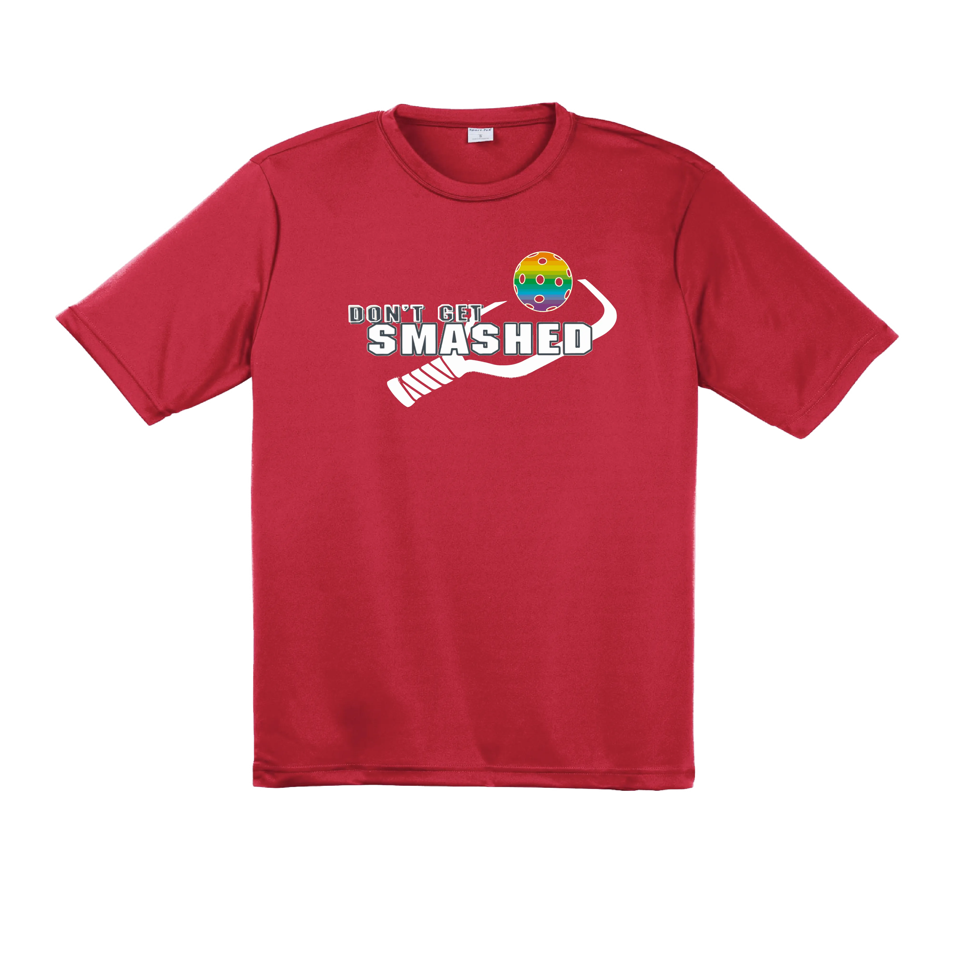 Don't Get Smashed With Pickleballs (Red Green Rainbow) Customizable | Men's Short Sleeve Pickleball Shirt | 100% Polyester