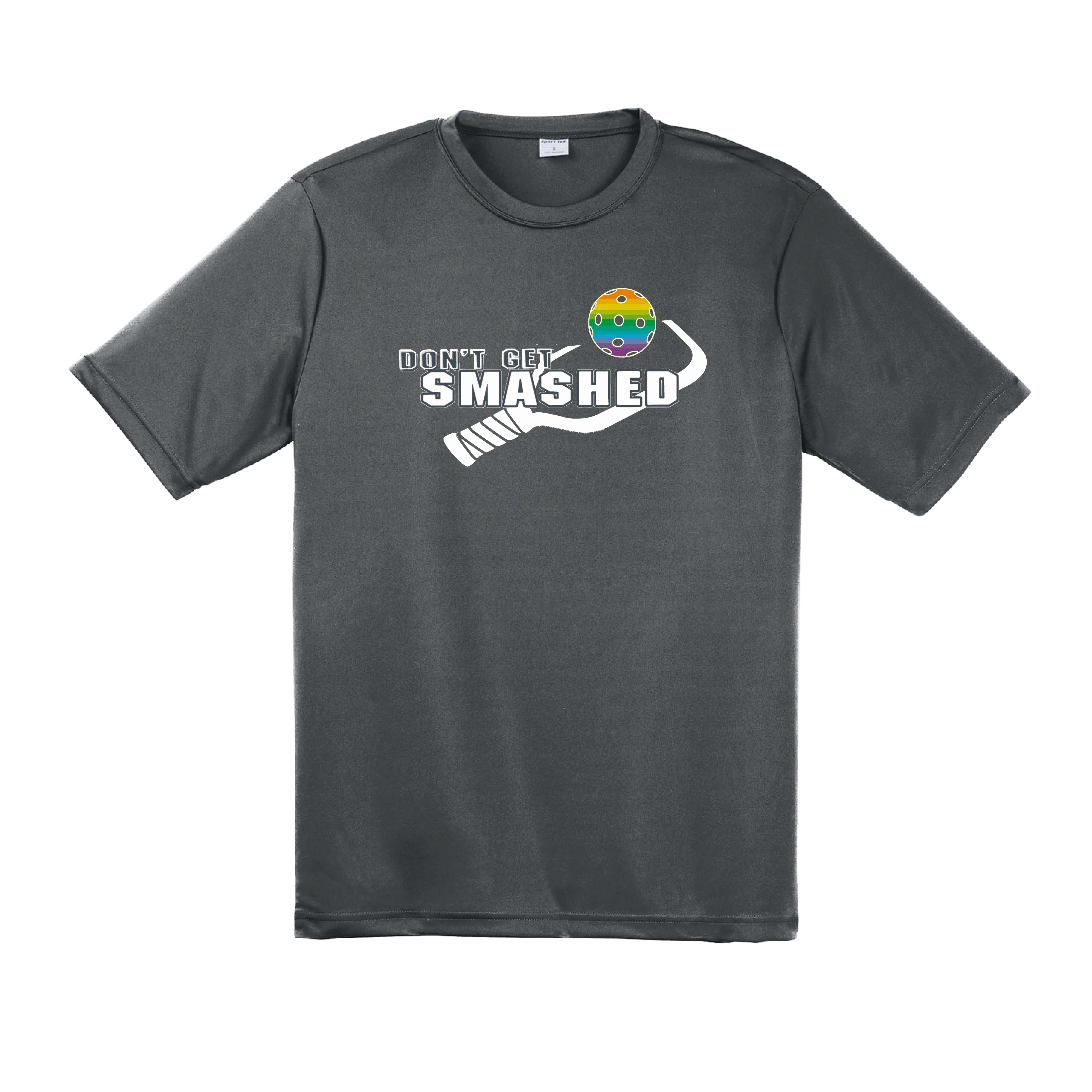 Don't Get Smashed With Pickleballs (Red Green Rainbow) Customizable | Men's Short Sleeve Pickleball Shirt | 100% Polyester