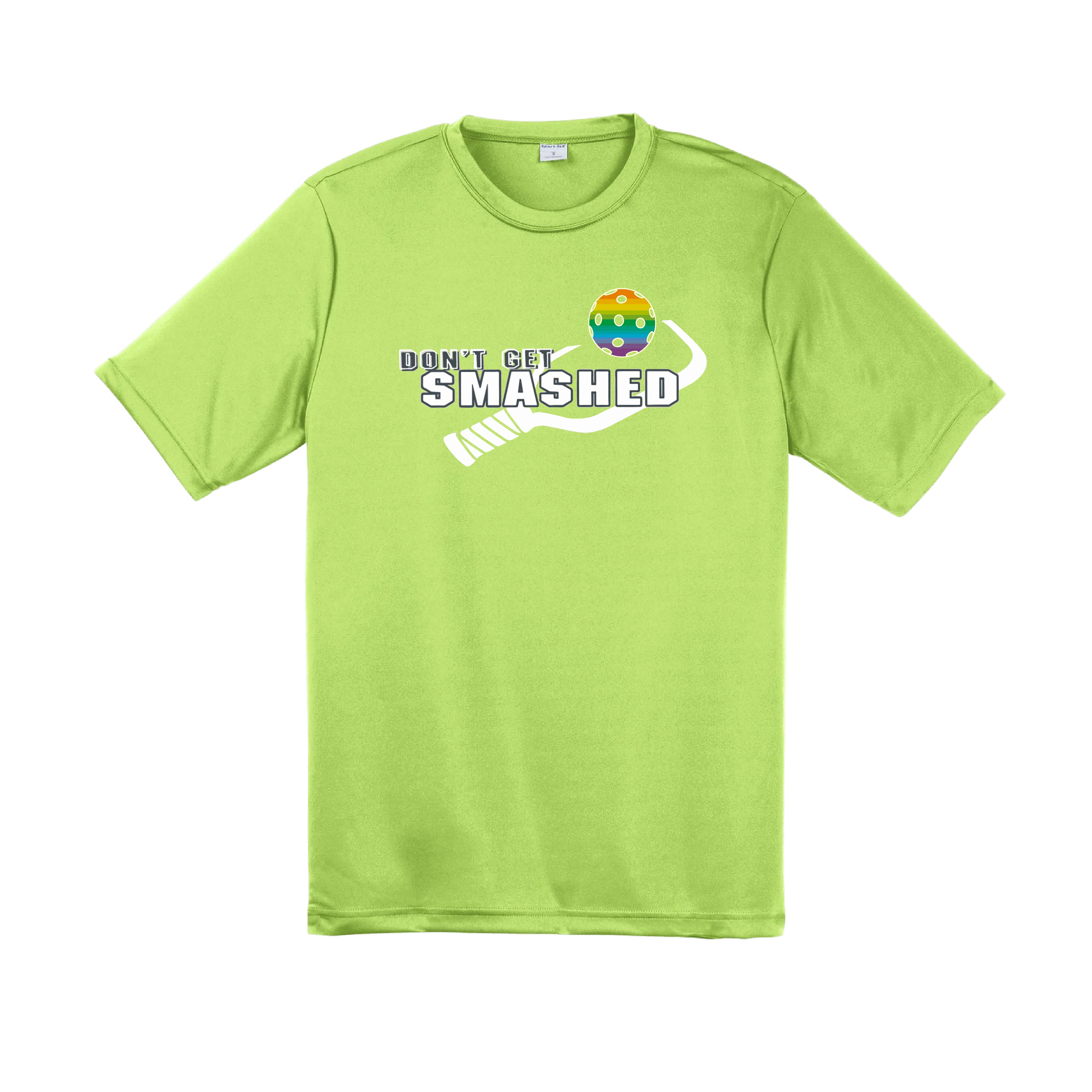 Don't Get Smashed With Pickleballs (Red Green Rainbow) Customizable | Men's Short Sleeve Pickleball Shirt | 100% Polyester