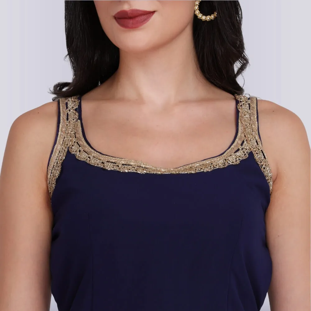 Elegant Garara Set with Gold Accent - Blue