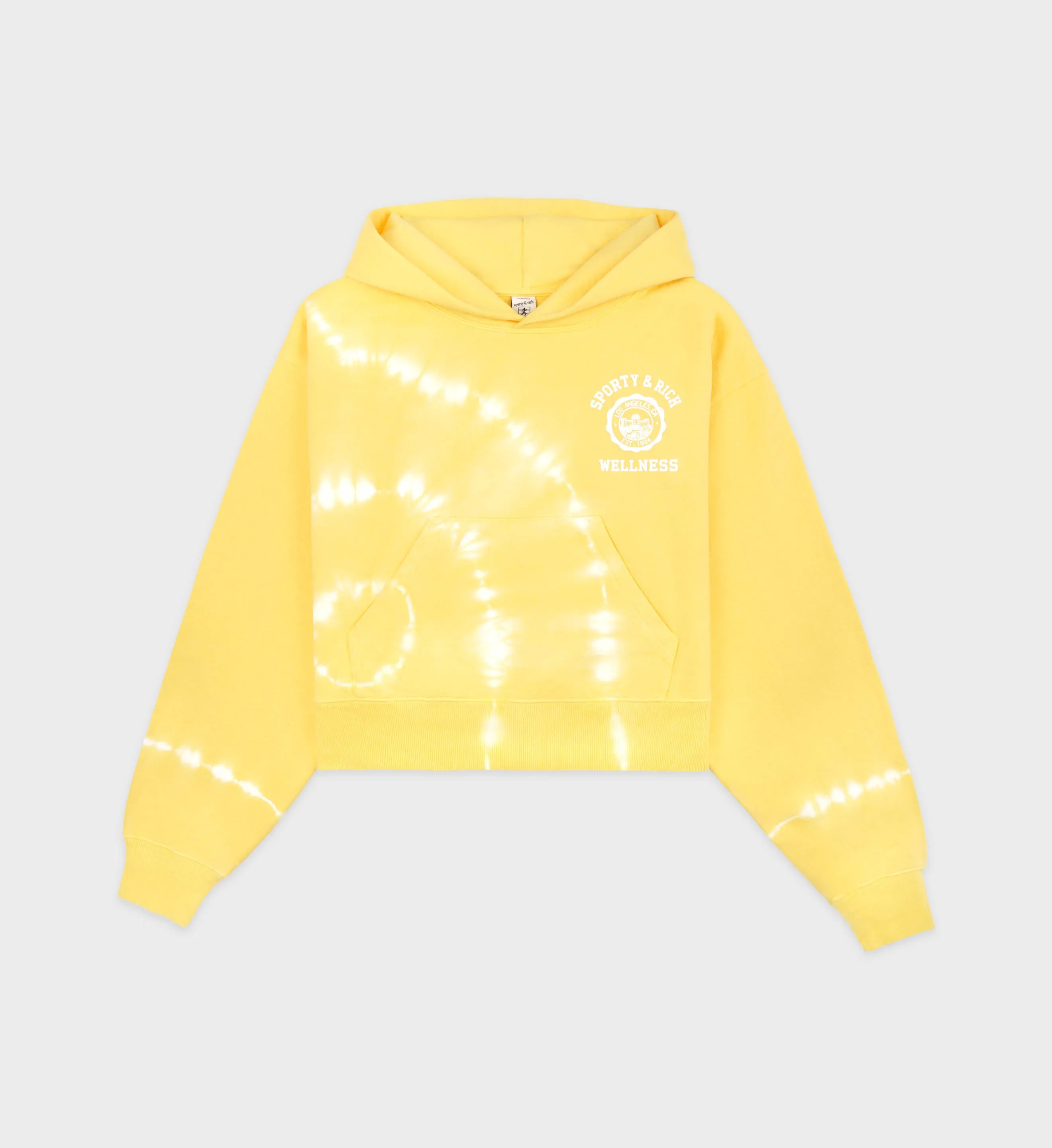 Emblem Cropped Hoodie - Sunshine Tie Dye