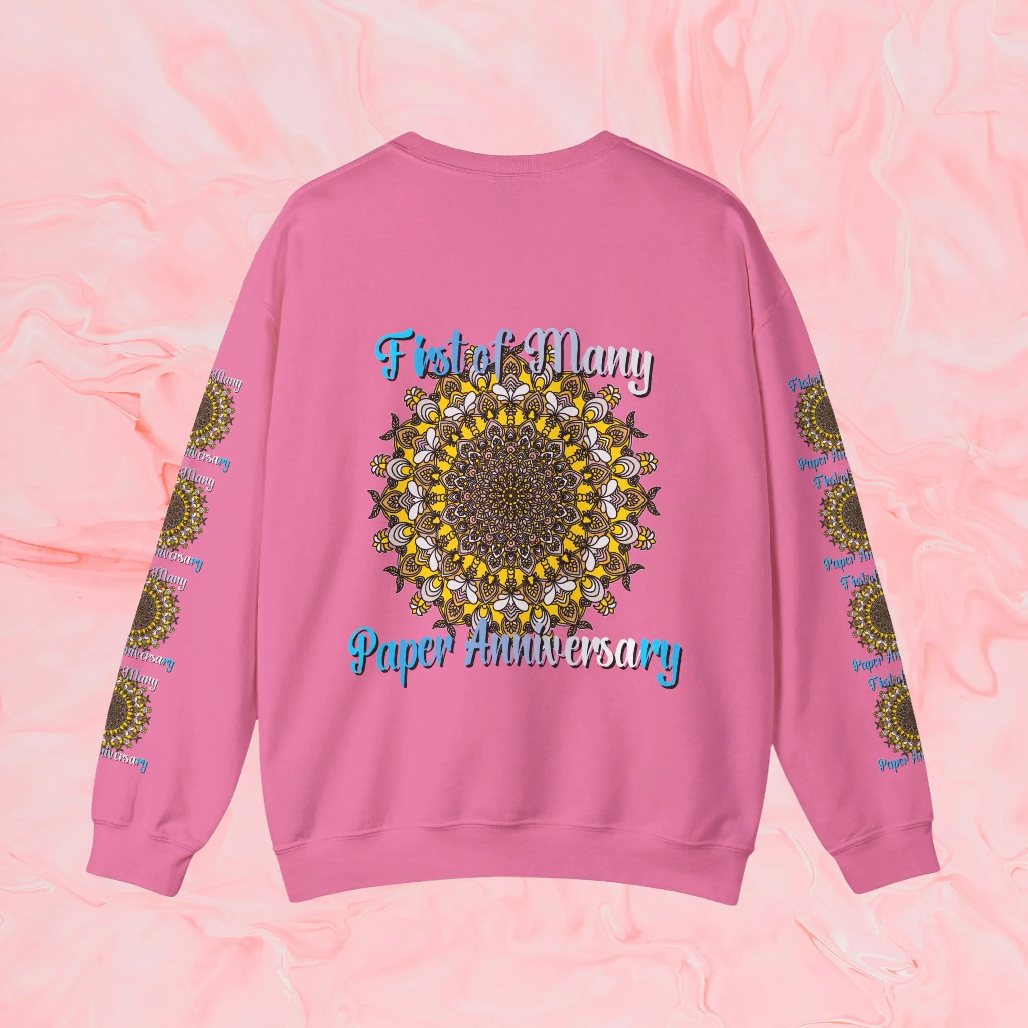 First Year Wedding Anniversary Handmade Mandala Design Crewneck Sweatshirt