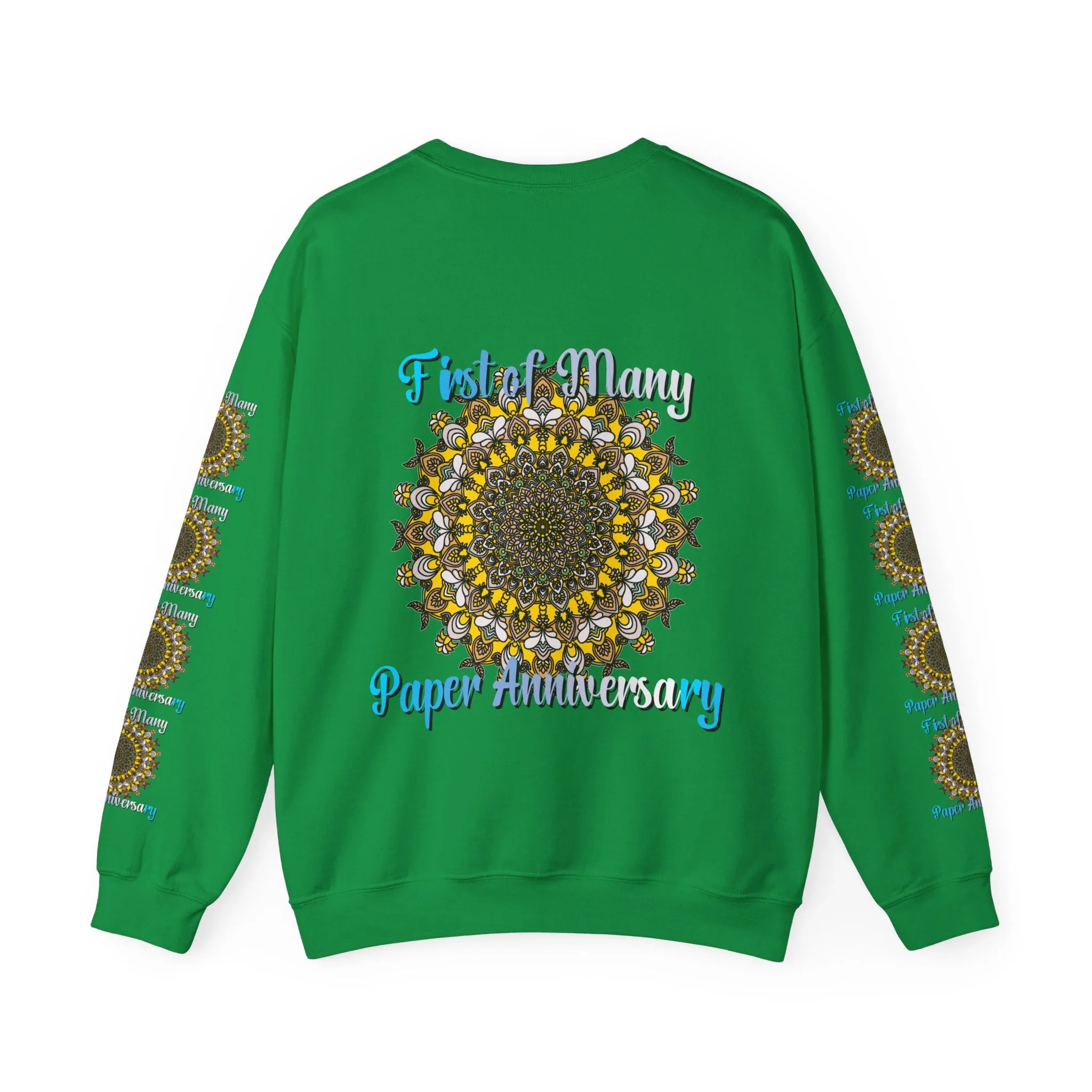 First Year Wedding Anniversary Handmade Mandala Design Crewneck Sweatshirt