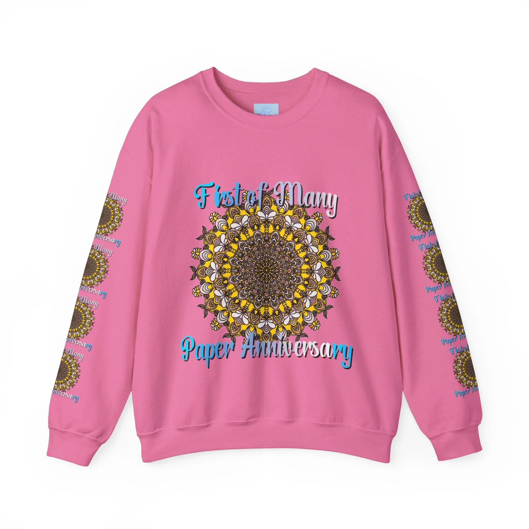 First Year Wedding Anniversary Handmade Mandala Design Crewneck Sweatshirt