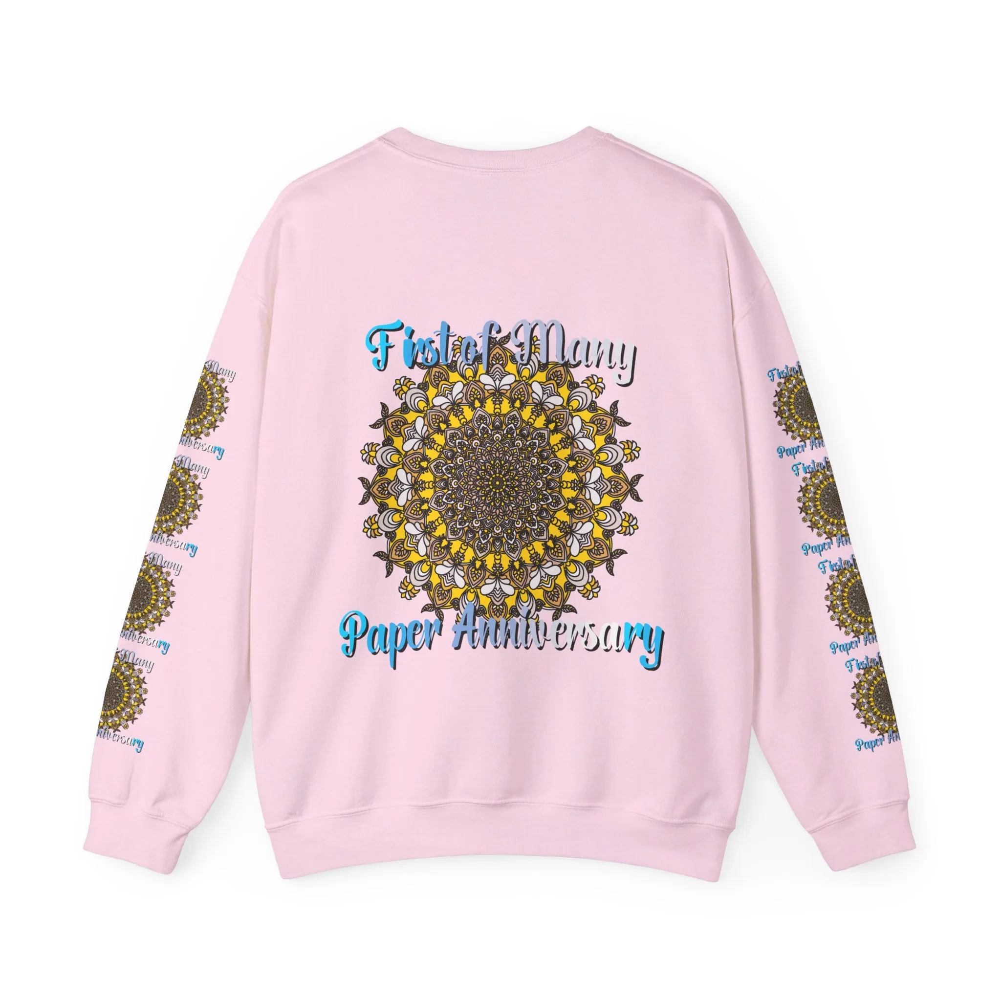 First Year Wedding Anniversary Handmade Mandala Design Crewneck Sweatshirt