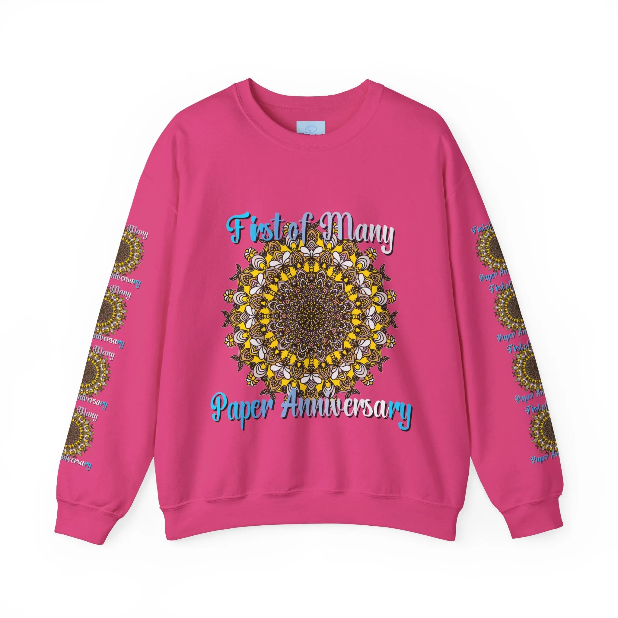 First Year Wedding Anniversary Handmade Mandala Design Crewneck Sweatshirt