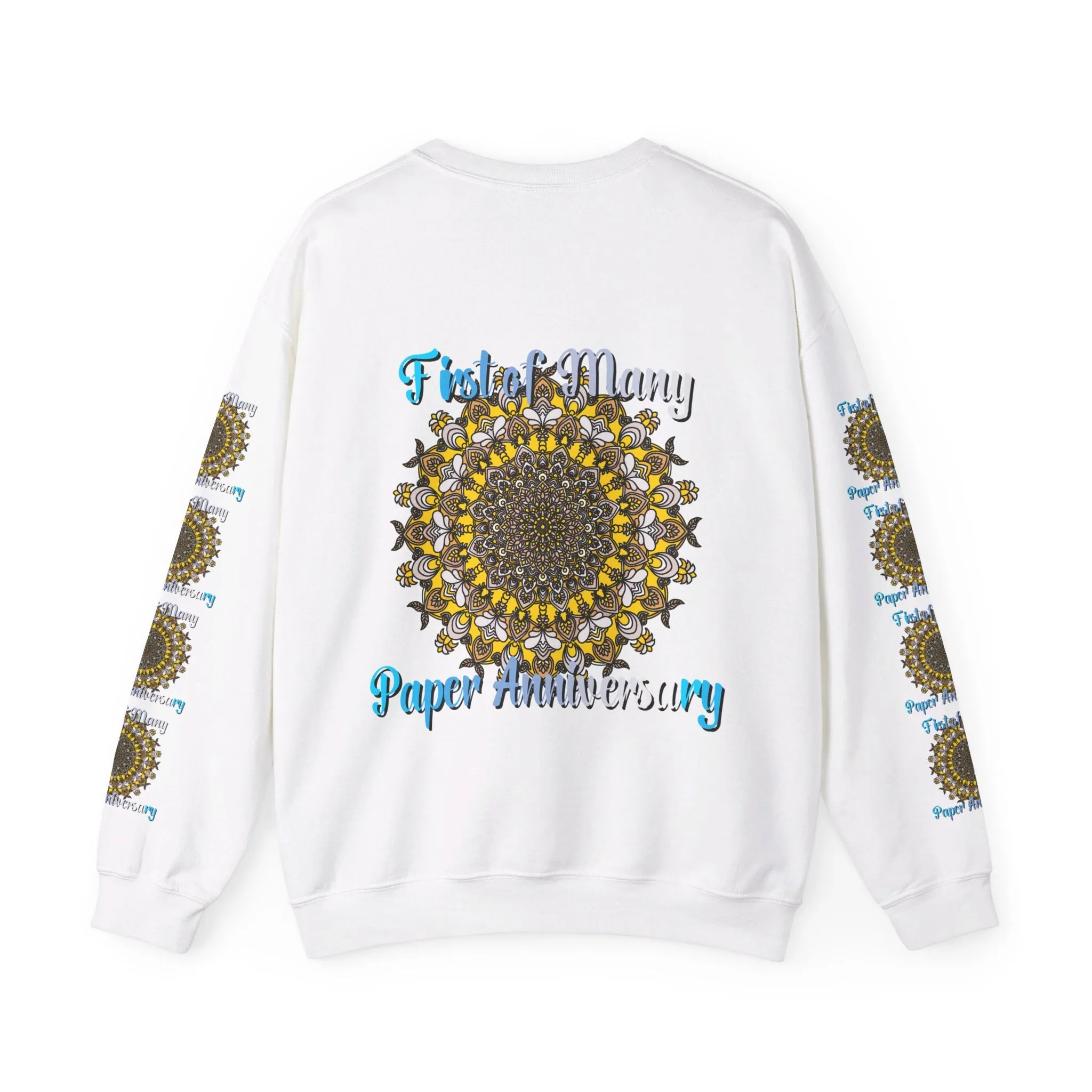 First Year Wedding Anniversary Handmade Mandala Design Crewneck Sweatshirt