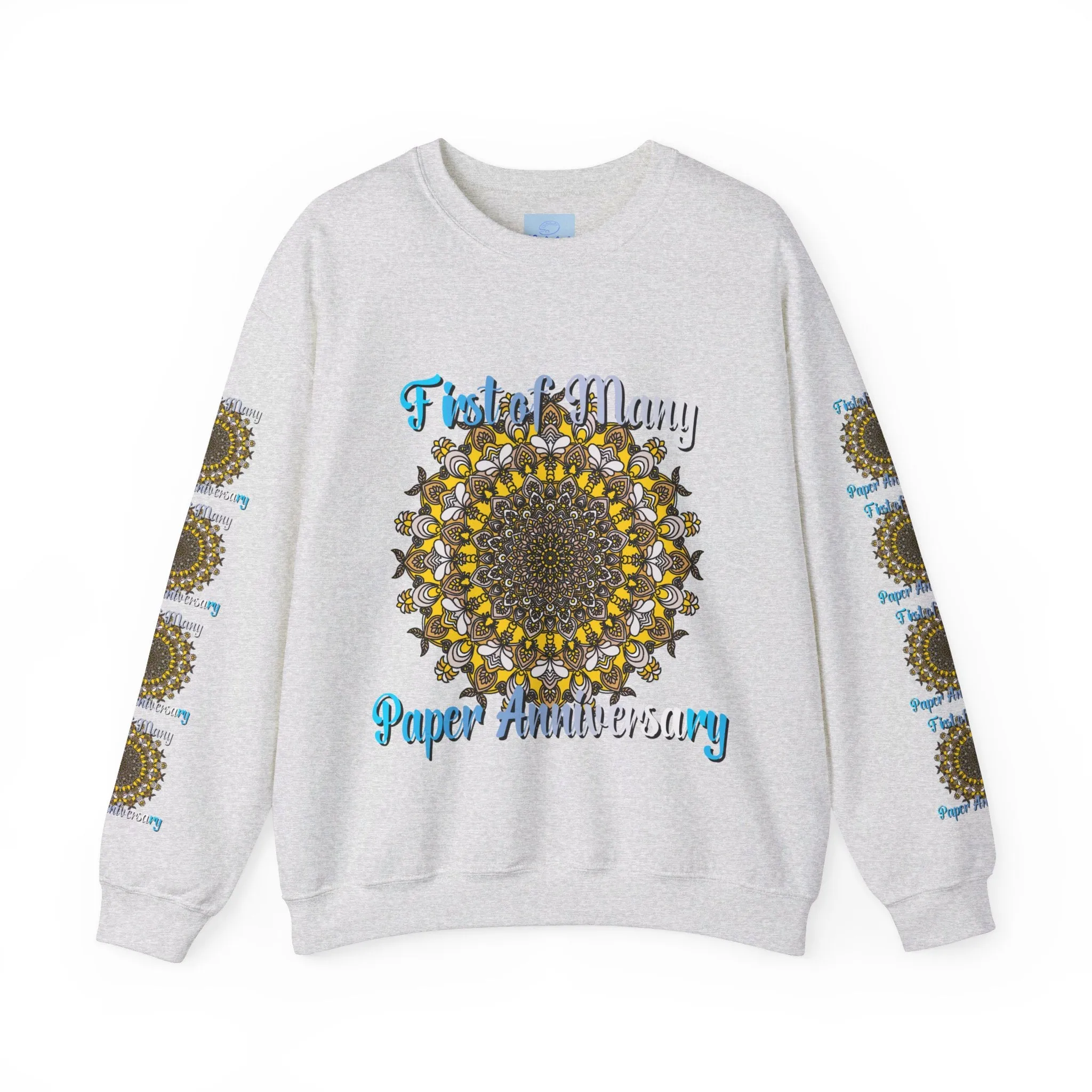 First Year Wedding Anniversary Handmade Mandala Design Crewneck Sweatshirt