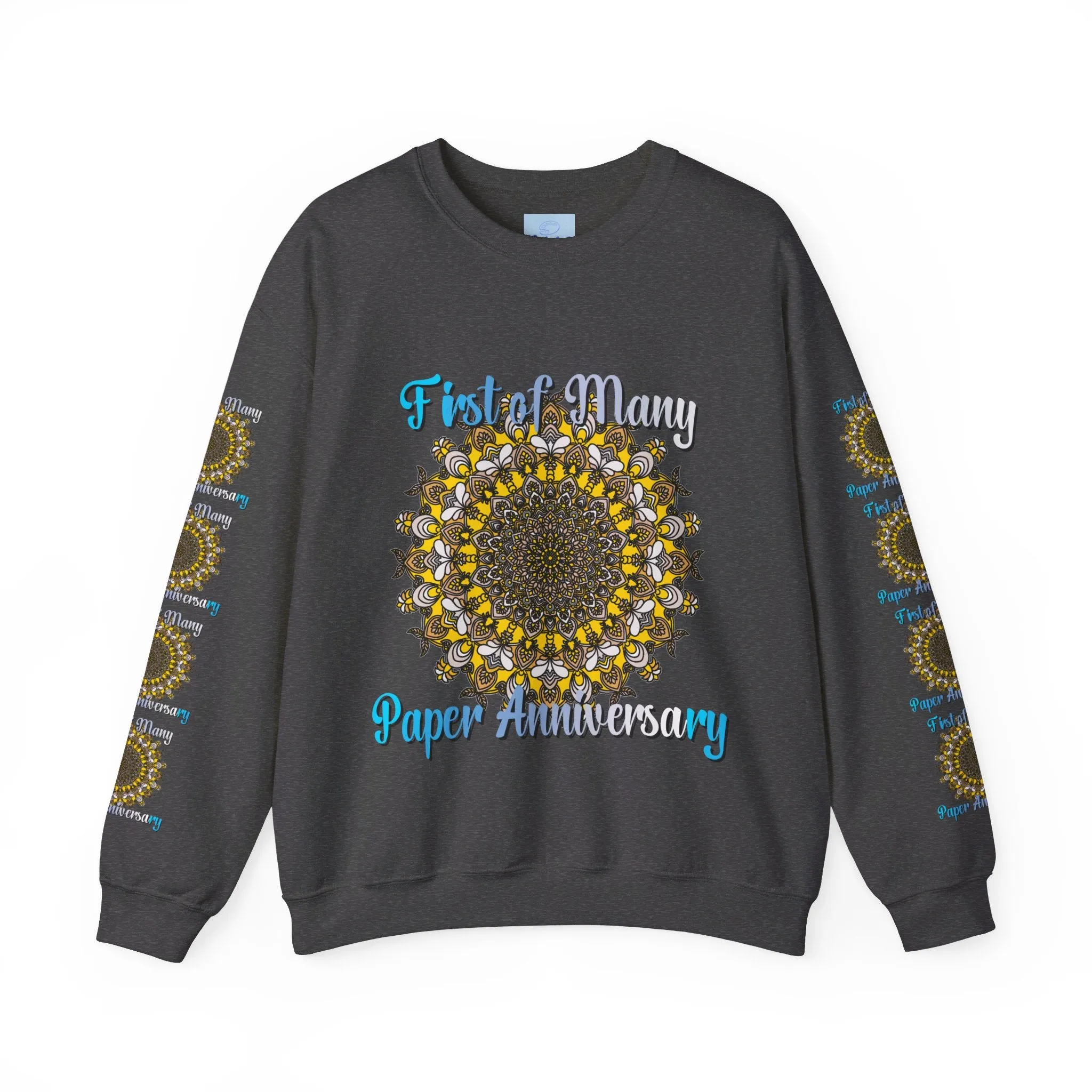 First Year Wedding Anniversary Handmade Mandala Design Crewneck Sweatshirt