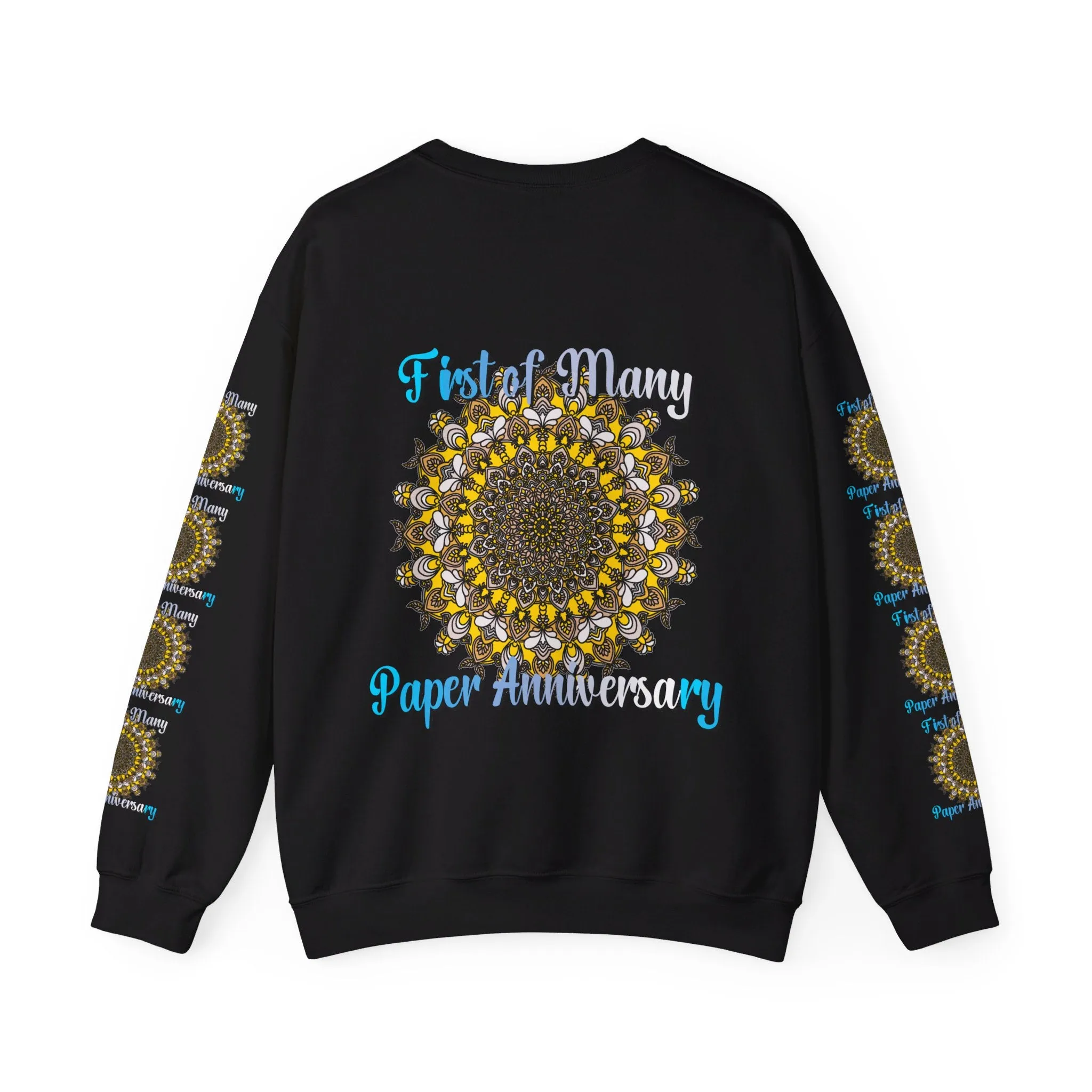 First Year Wedding Anniversary Handmade Mandala Design Crewneck Sweatshirt