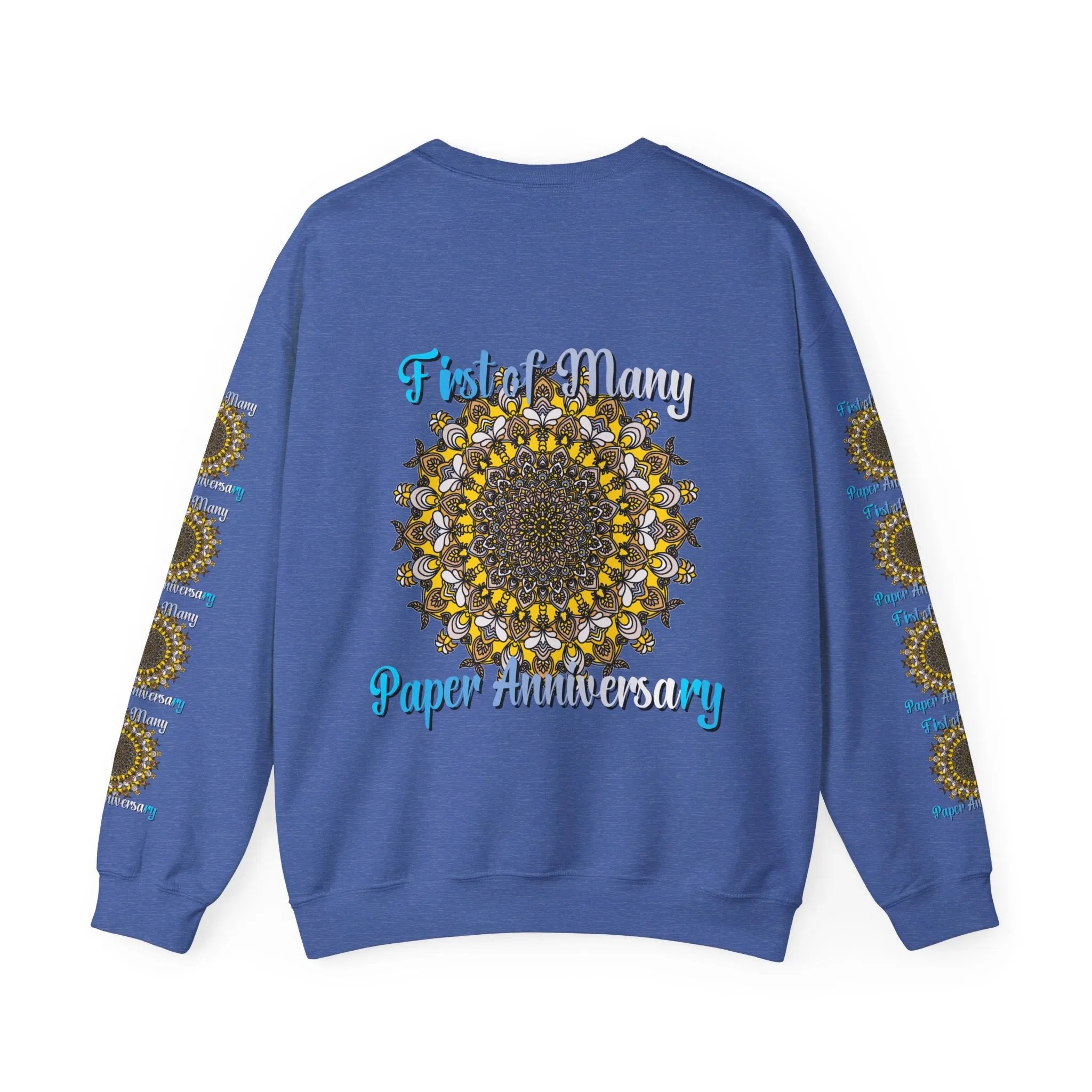 First Year Wedding Anniversary Handmade Mandala Design Crewneck Sweatshirt