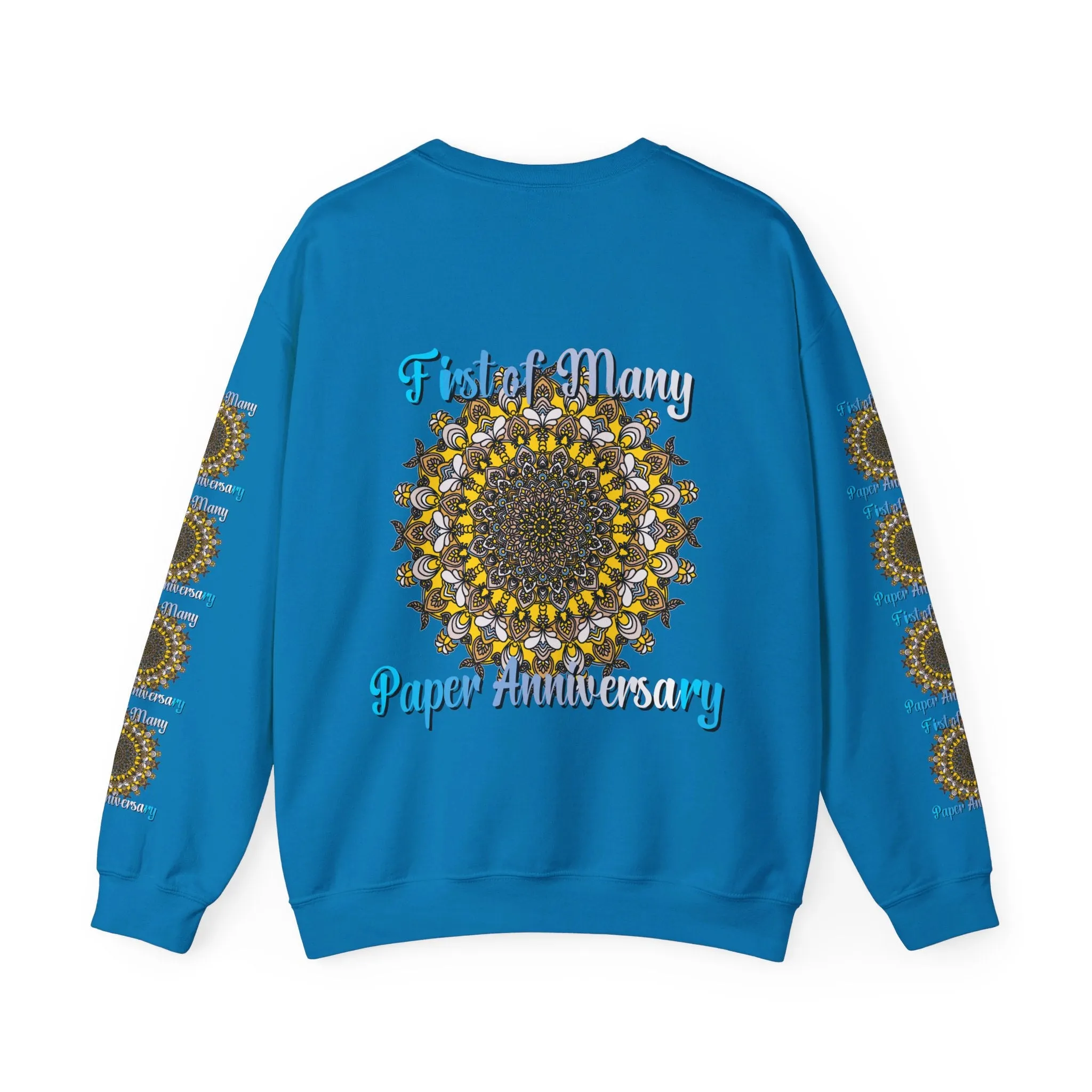 First Year Wedding Anniversary Handmade Mandala Design Crewneck Sweatshirt