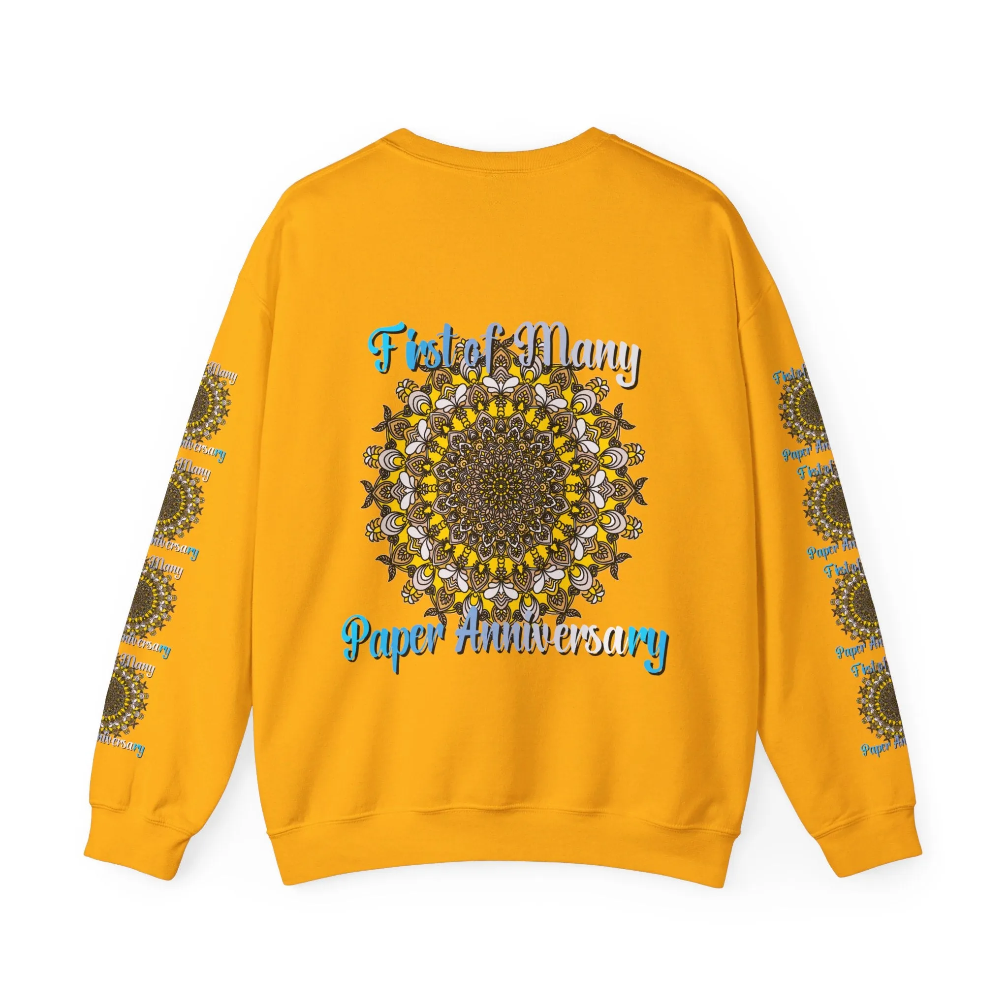 First Year Wedding Anniversary Handmade Mandala Design Crewneck Sweatshirt