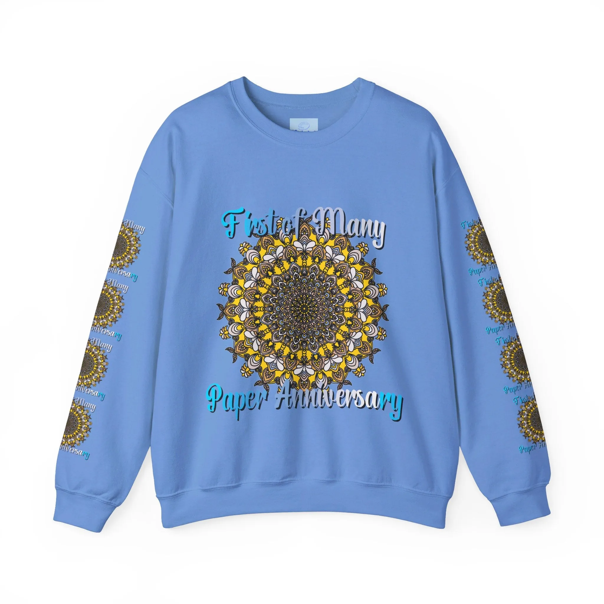 First Year Wedding Anniversary Handmade Mandala Design Crewneck Sweatshirt