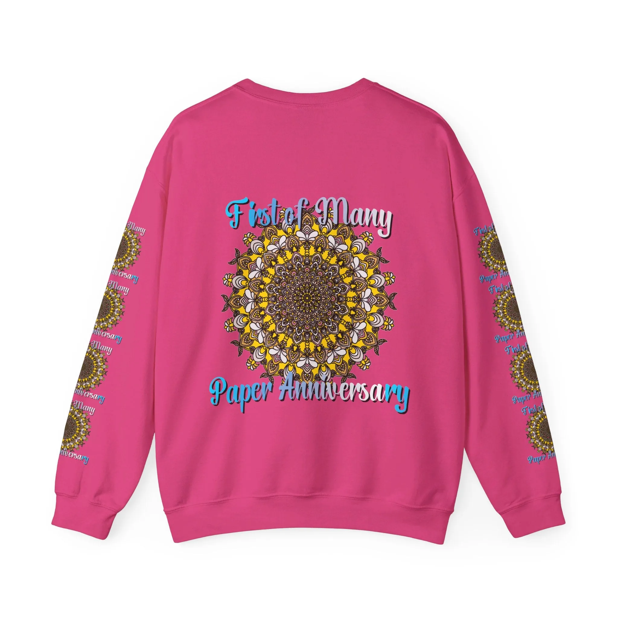 First Year Wedding Anniversary Handmade Mandala Design Crewneck Sweatshirt