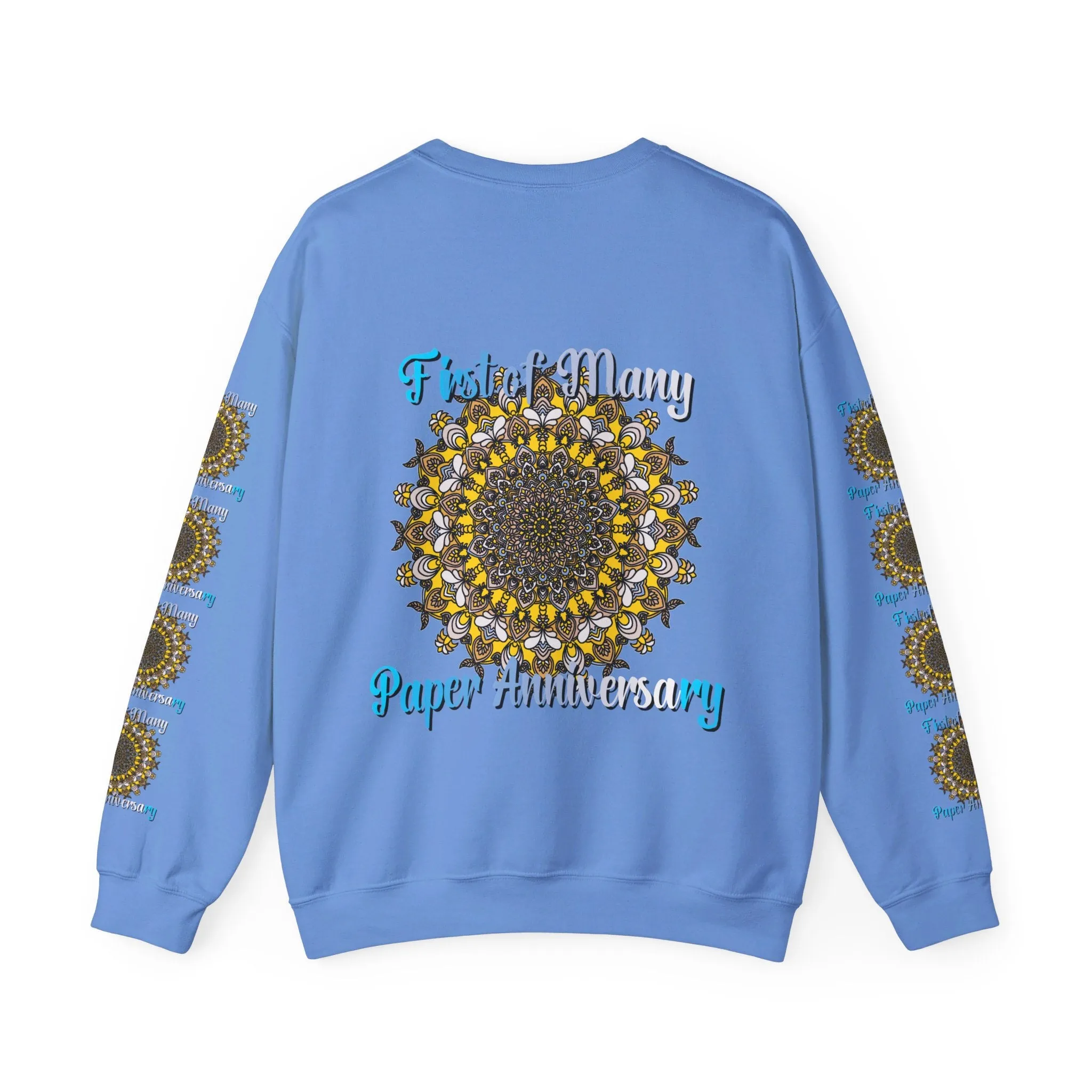 First Year Wedding Anniversary Handmade Mandala Design Crewneck Sweatshirt