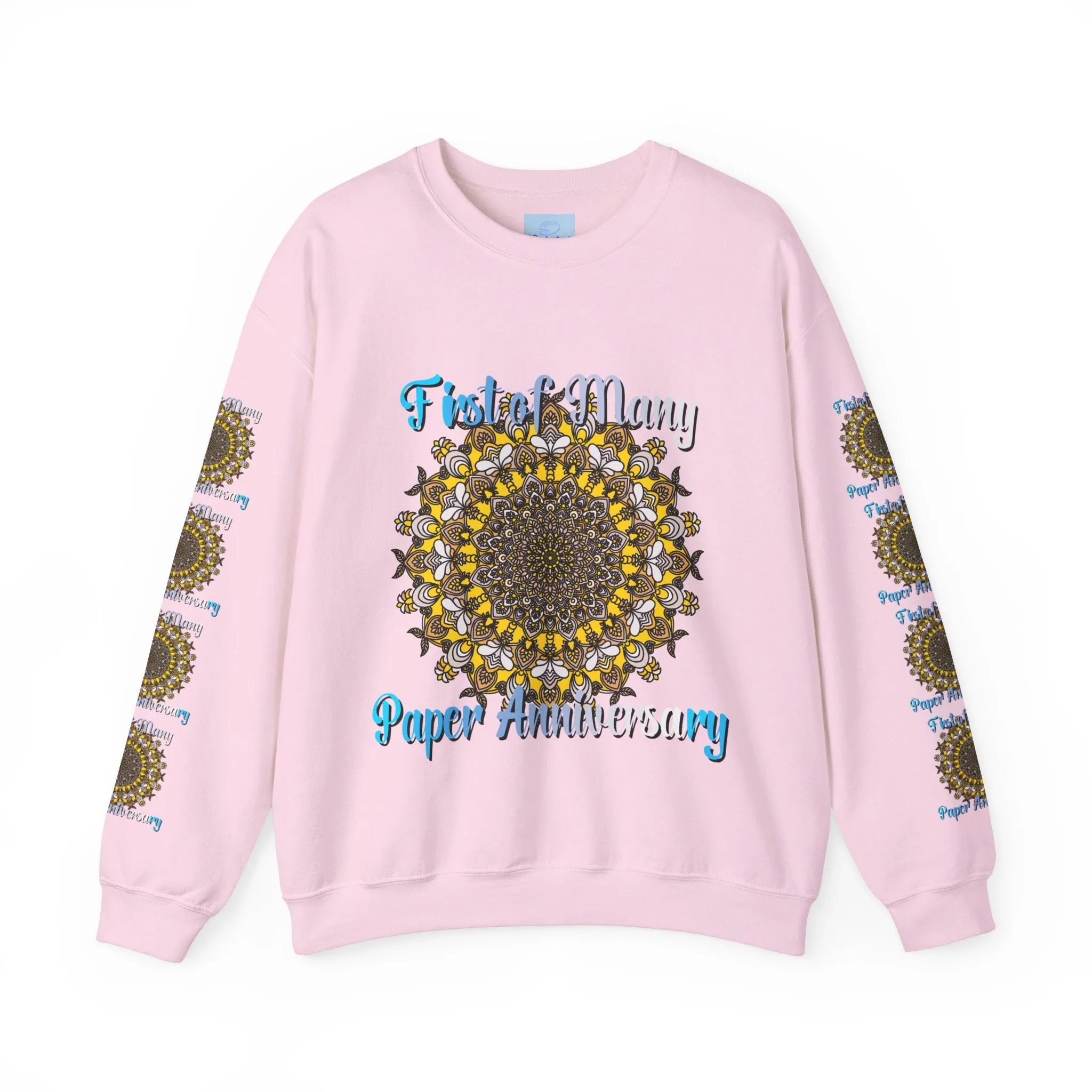 First Year Wedding Anniversary Handmade Mandala Design Crewneck Sweatshirt