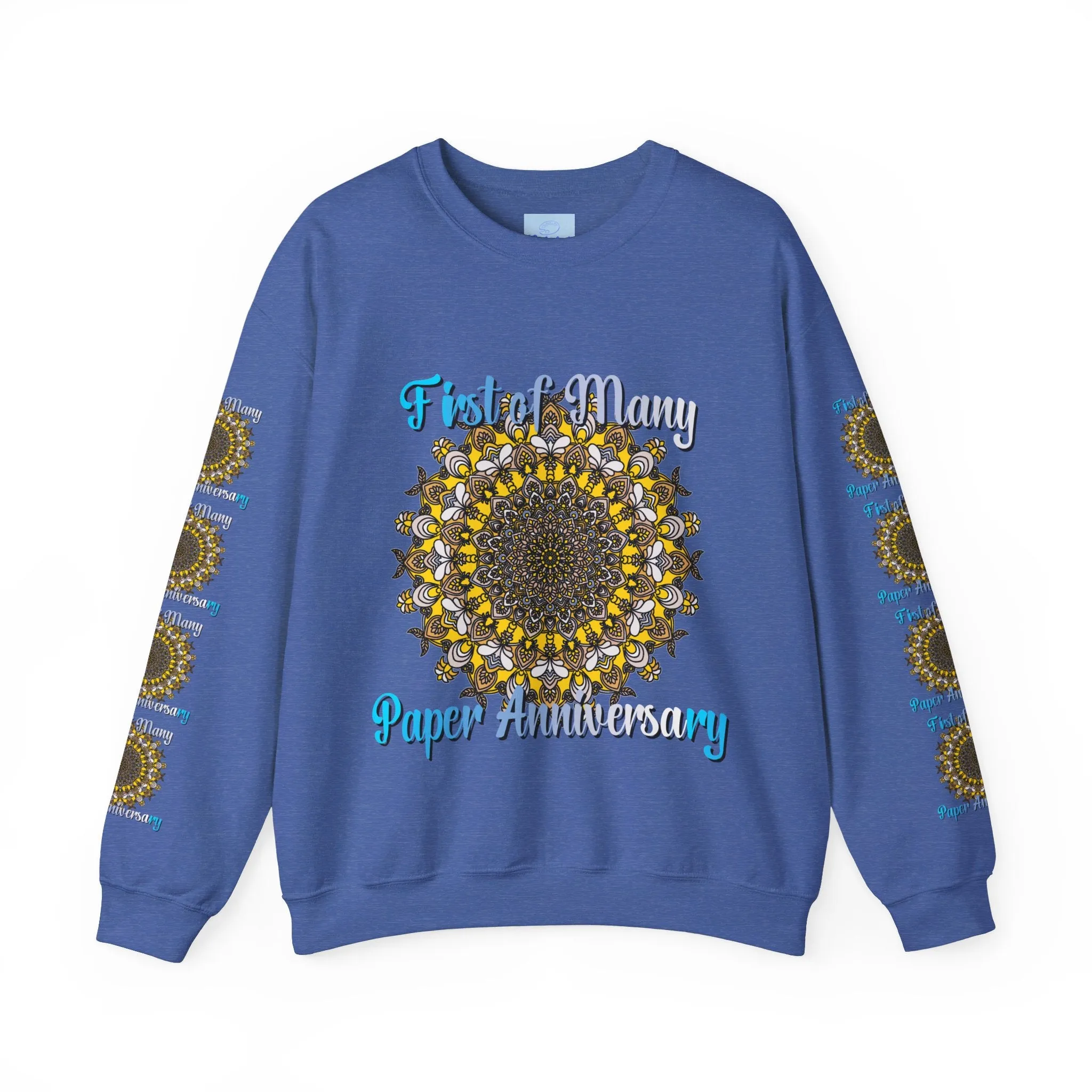 First Year Wedding Anniversary Handmade Mandala Design Crewneck Sweatshirt