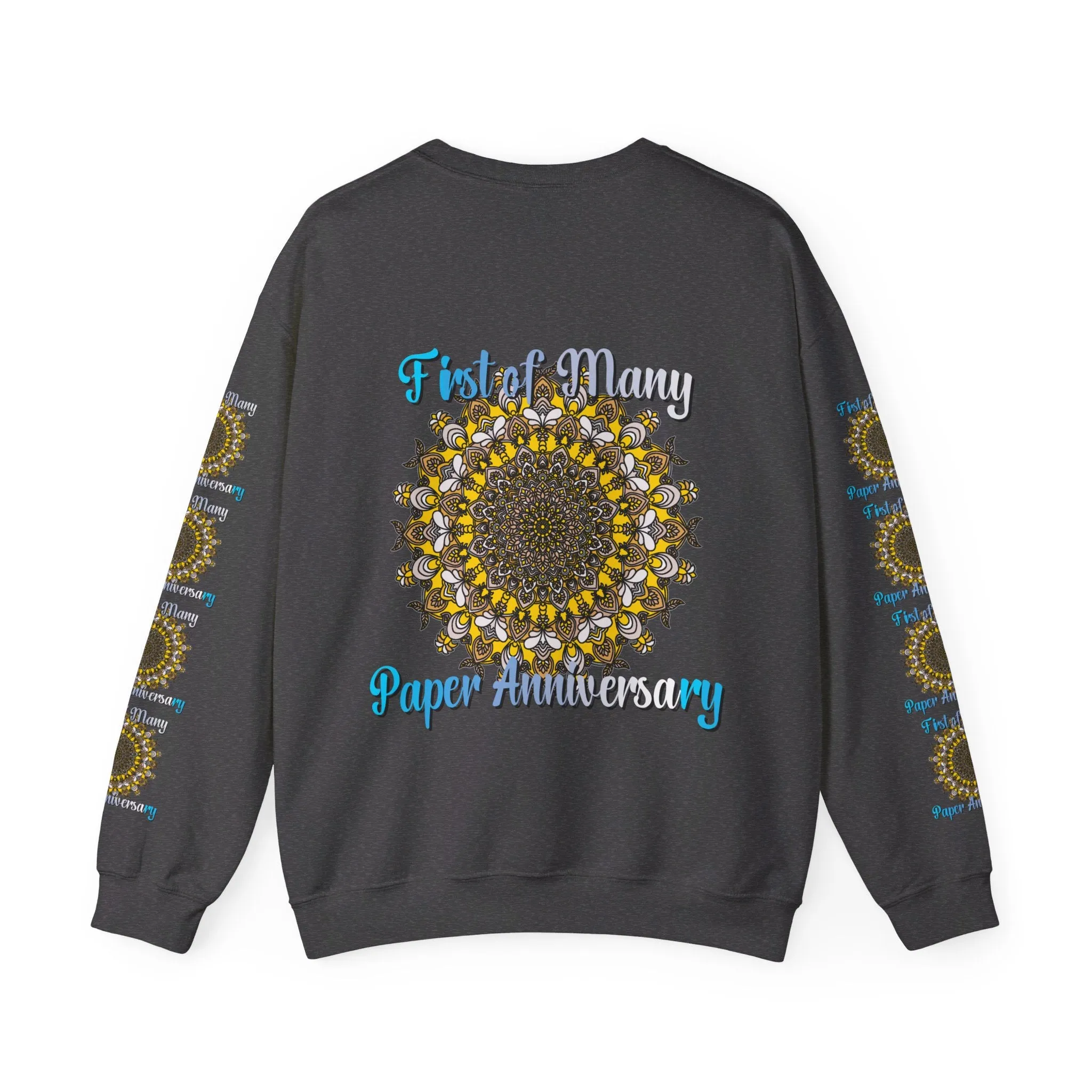 First Year Wedding Anniversary Handmade Mandala Design Crewneck Sweatshirt