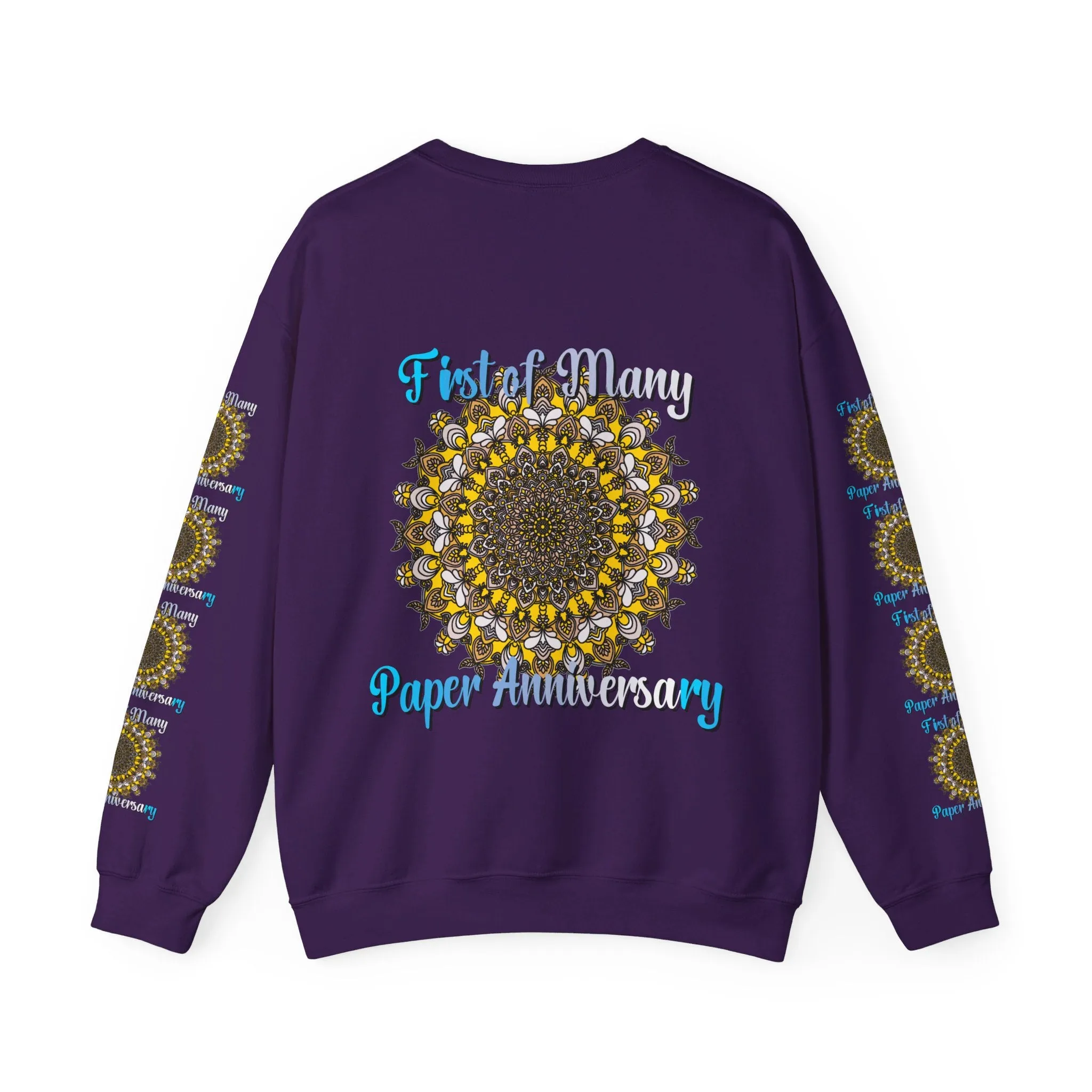 First Year Wedding Anniversary Handmade Mandala Design Crewneck Sweatshirt