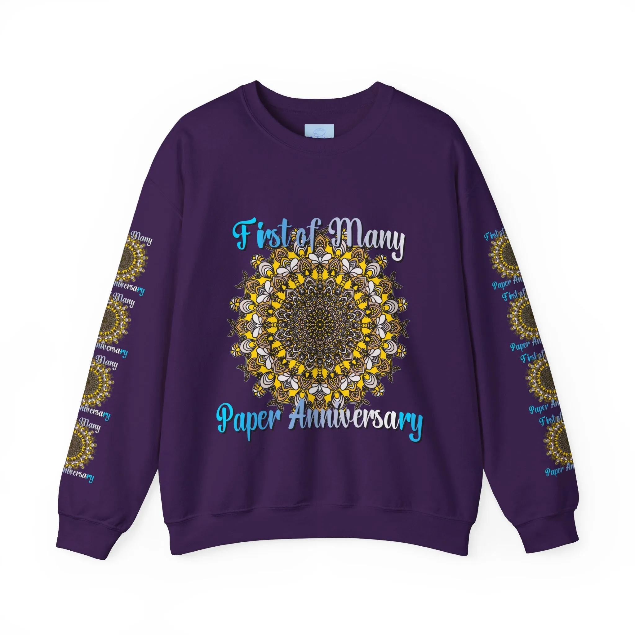 First Year Wedding Anniversary Handmade Mandala Design Crewneck Sweatshirt