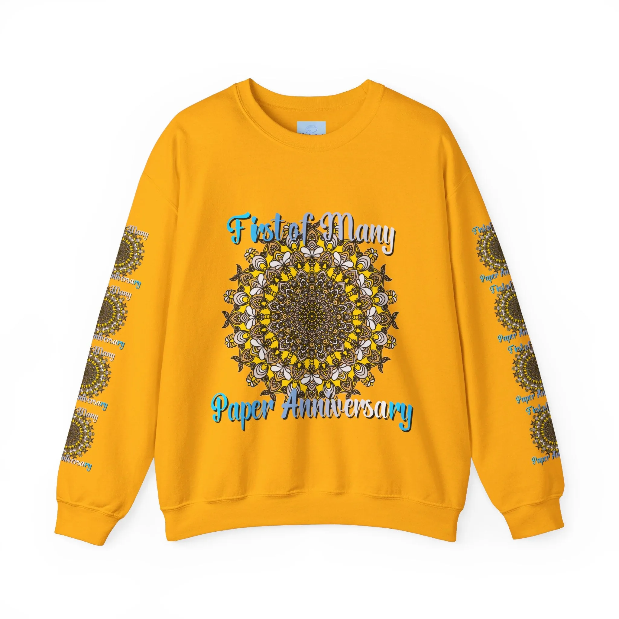 First Year Wedding Anniversary Handmade Mandala Design Crewneck Sweatshirt