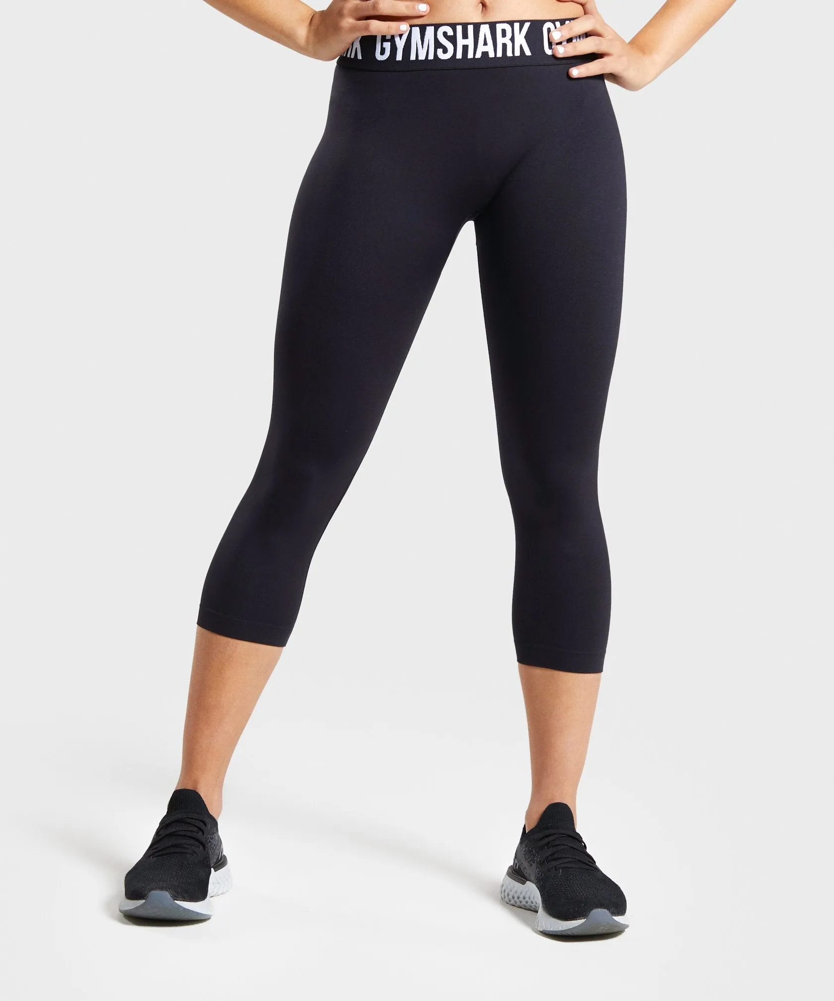 Gymshark Fit Seamless Cropped Leggings - Black/White