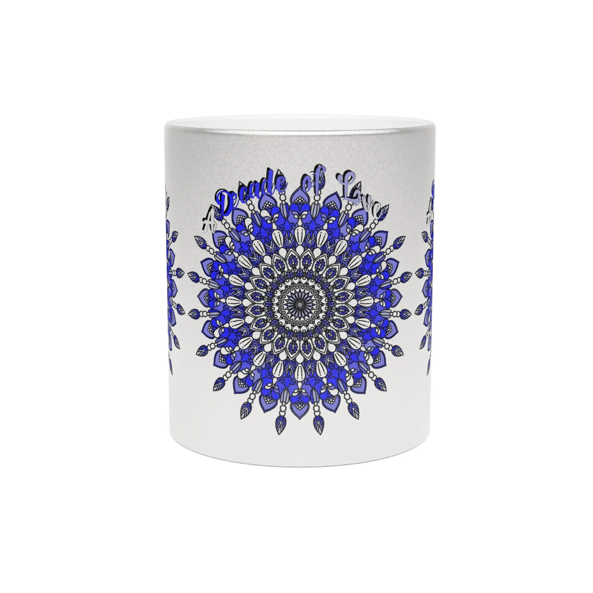 Handmade Mandala 10th Anniversary Metallic Mug in Gold & Silver - A Unique and Thoughtful Tin/Aluminum Gift