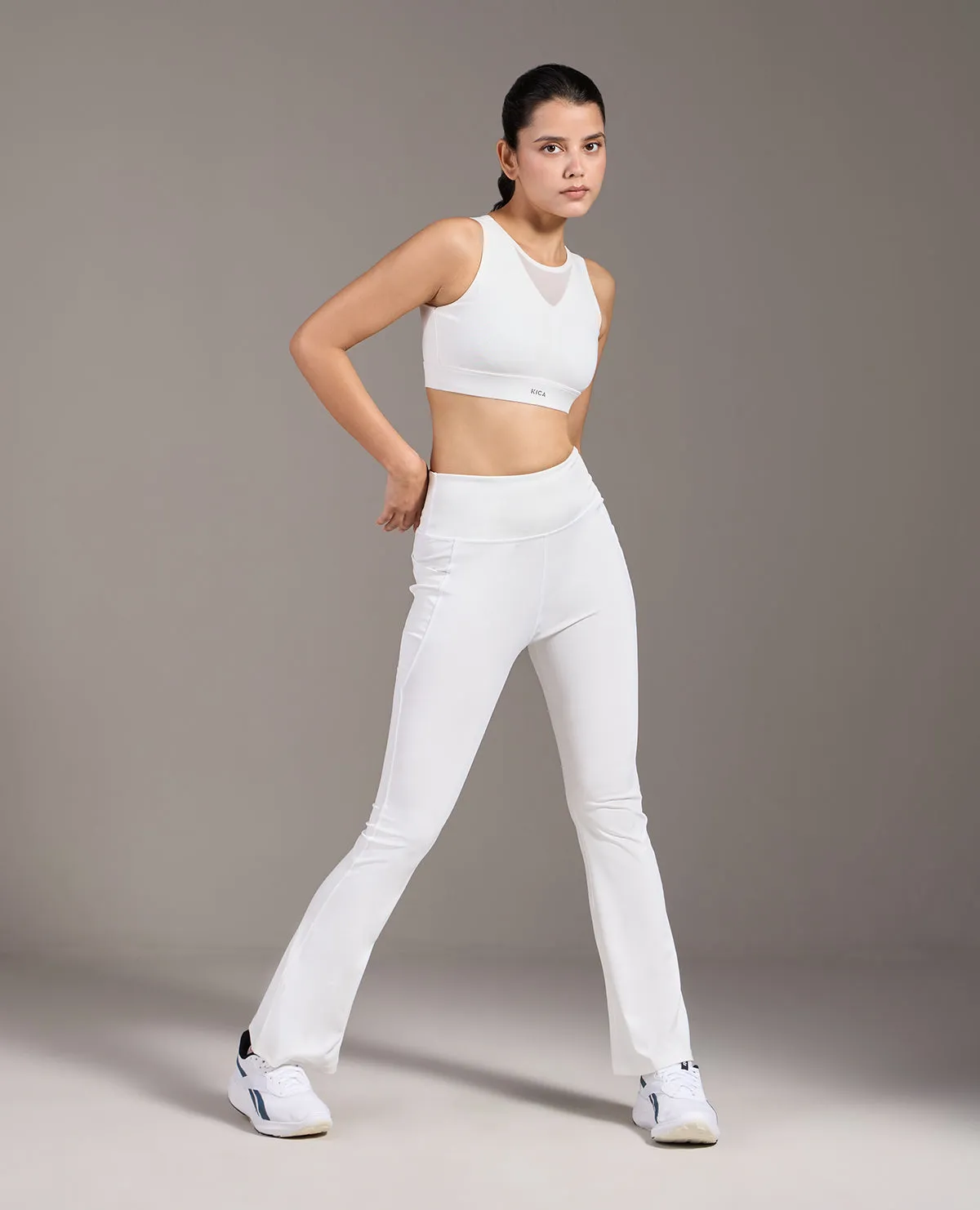 High Impact Mesh Sports Bra and Flare Pants Sets