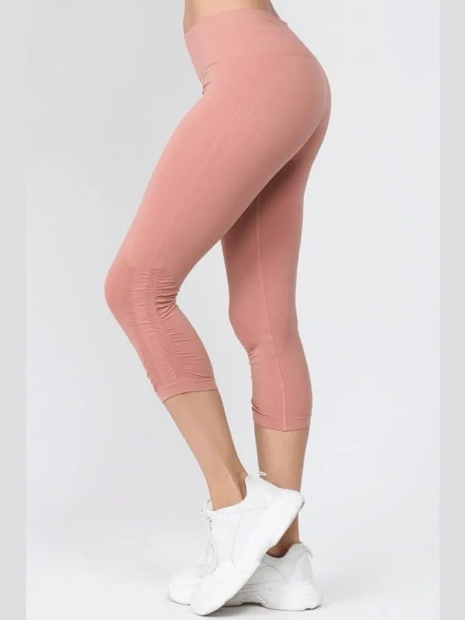 High Rise Cinched Ankle Seamless Capri Leggings