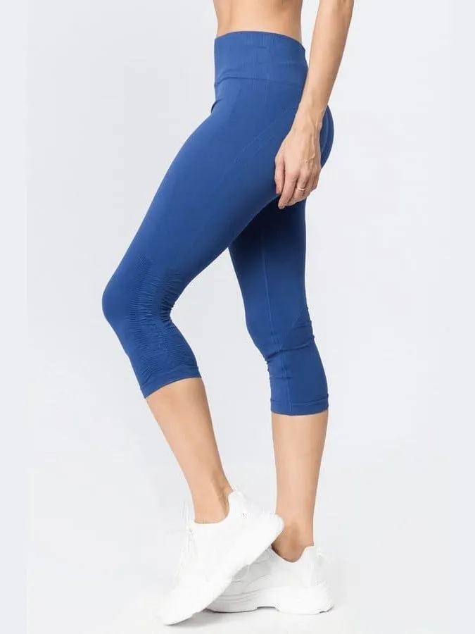 High Rise Cinched Ankle Seamless Capri Leggings