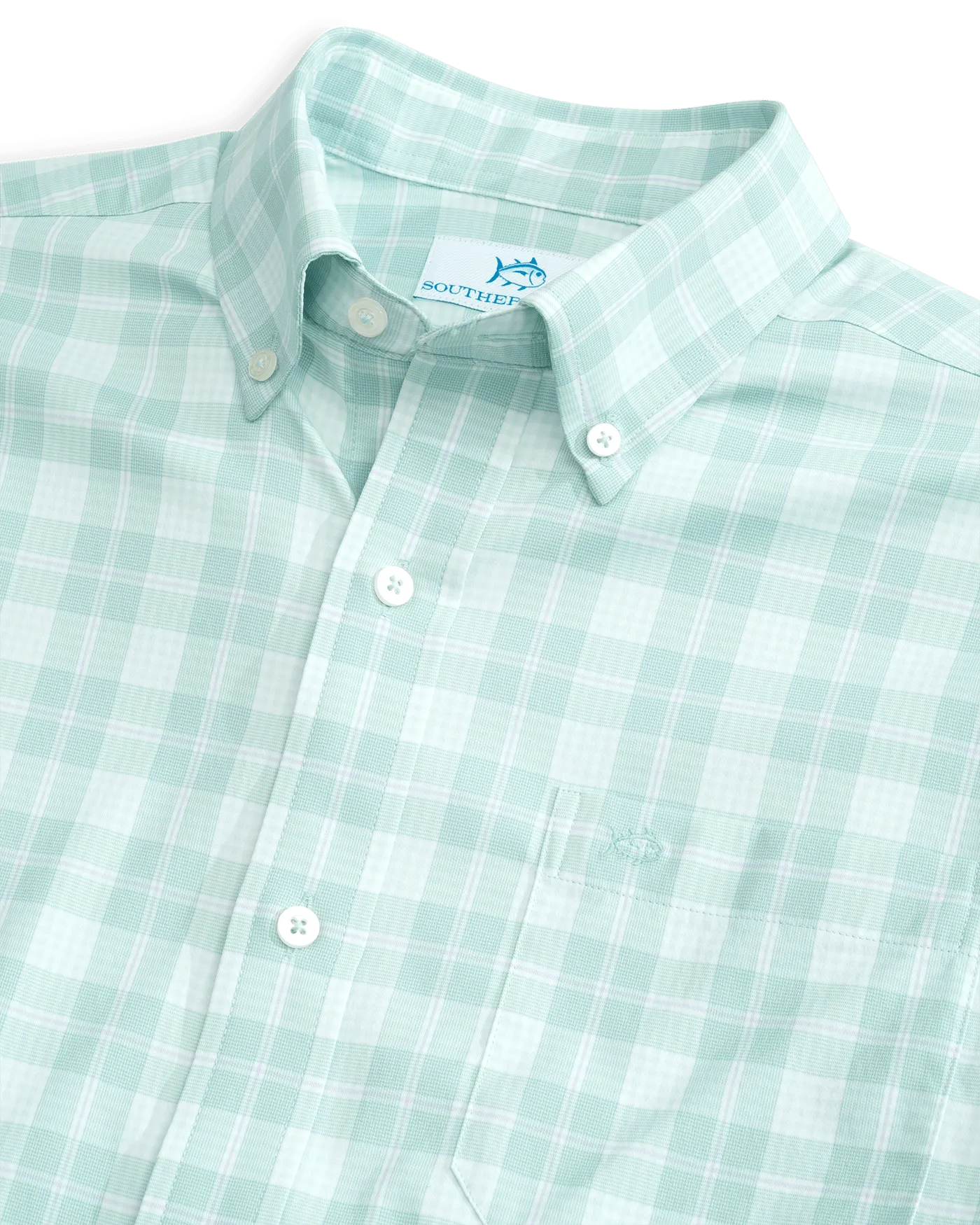 Intercoastal Primrose Plaid Long Sleeve Sport Shirt - Morning Mist Sage