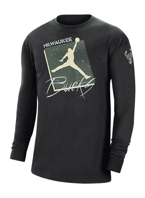 Jordan 2022 Statement Courtside Max 90 Milwaukee Bucks Long Sleeve T-Shirt