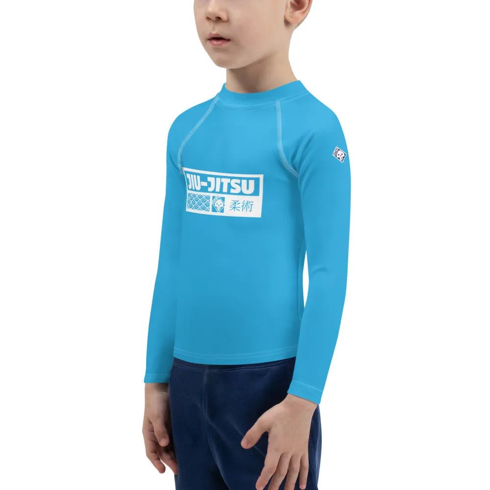 Kid's Boys Long Sleeve BJJ Rash Guard Jiu-Jitsu 005 - Cyan