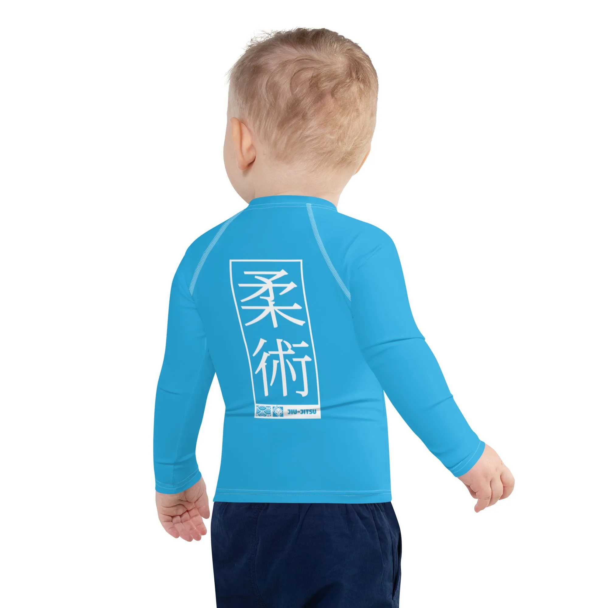 Kid's Boys Long Sleeve BJJ Rash Guard Jiu-Jitsu 005 - Cyan