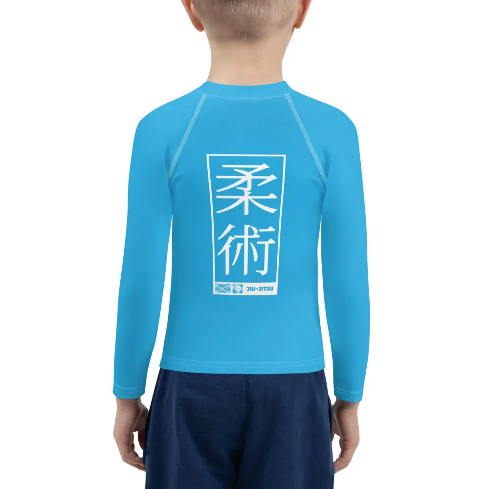 Kid's Boys Long Sleeve BJJ Rash Guard Jiu-Jitsu 005 - Cyan