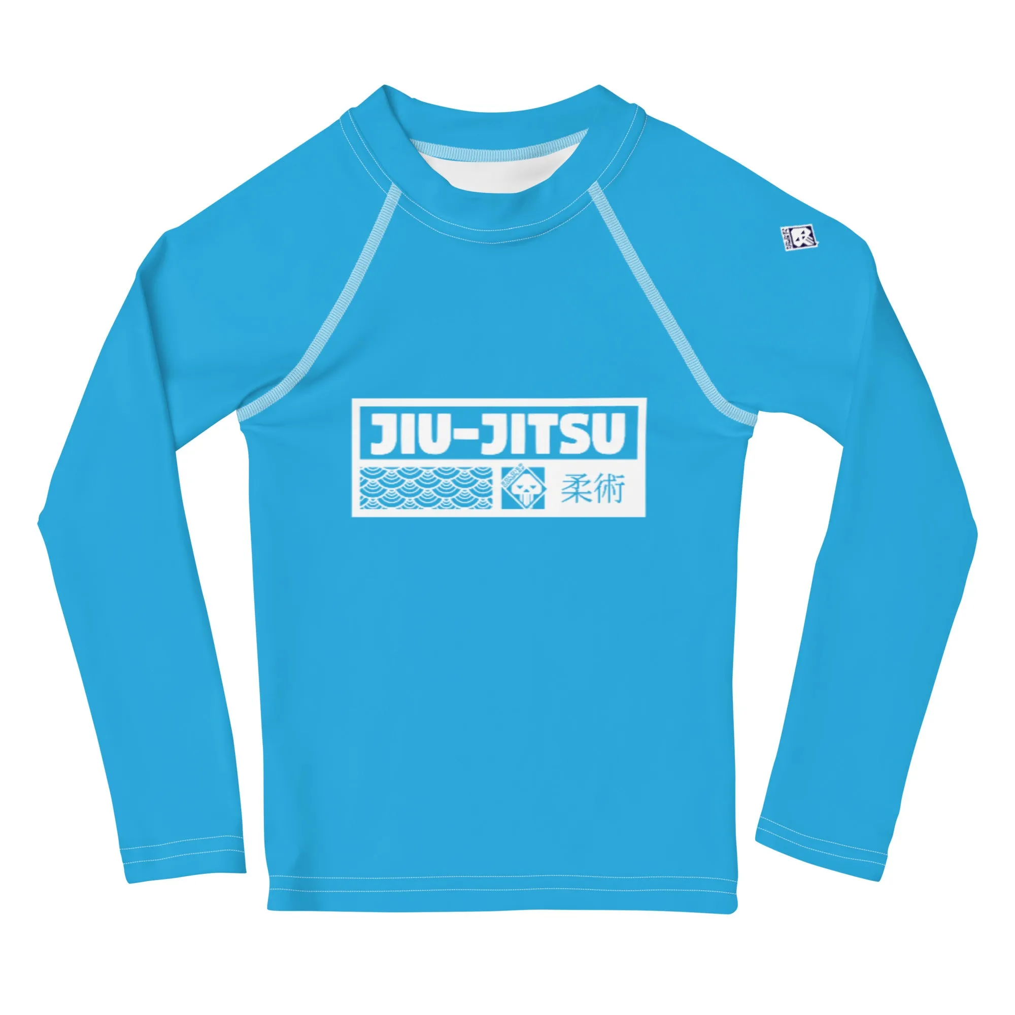 Kid's Boys Long Sleeve BJJ Rash Guard Jiu-Jitsu 005 - Cyan