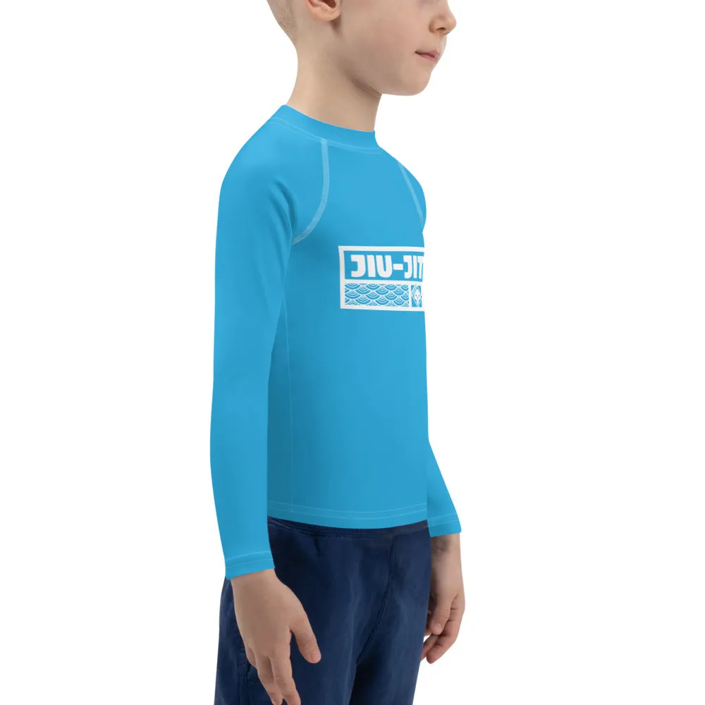 Kid's Boys Long Sleeve BJJ Rash Guard Jiu-Jitsu 005 - Cyan