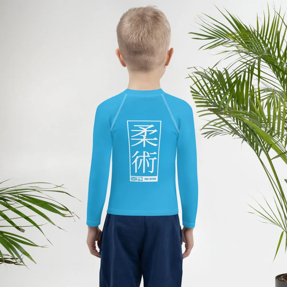 Kid's Boys Long Sleeve BJJ Rash Guard Jiu-Jitsu 005 - Cyan