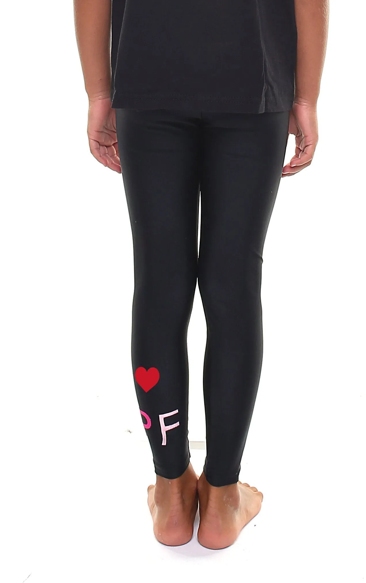 Leggings Bambina personalizzato con un cuore e lettere applicate in orizzontale