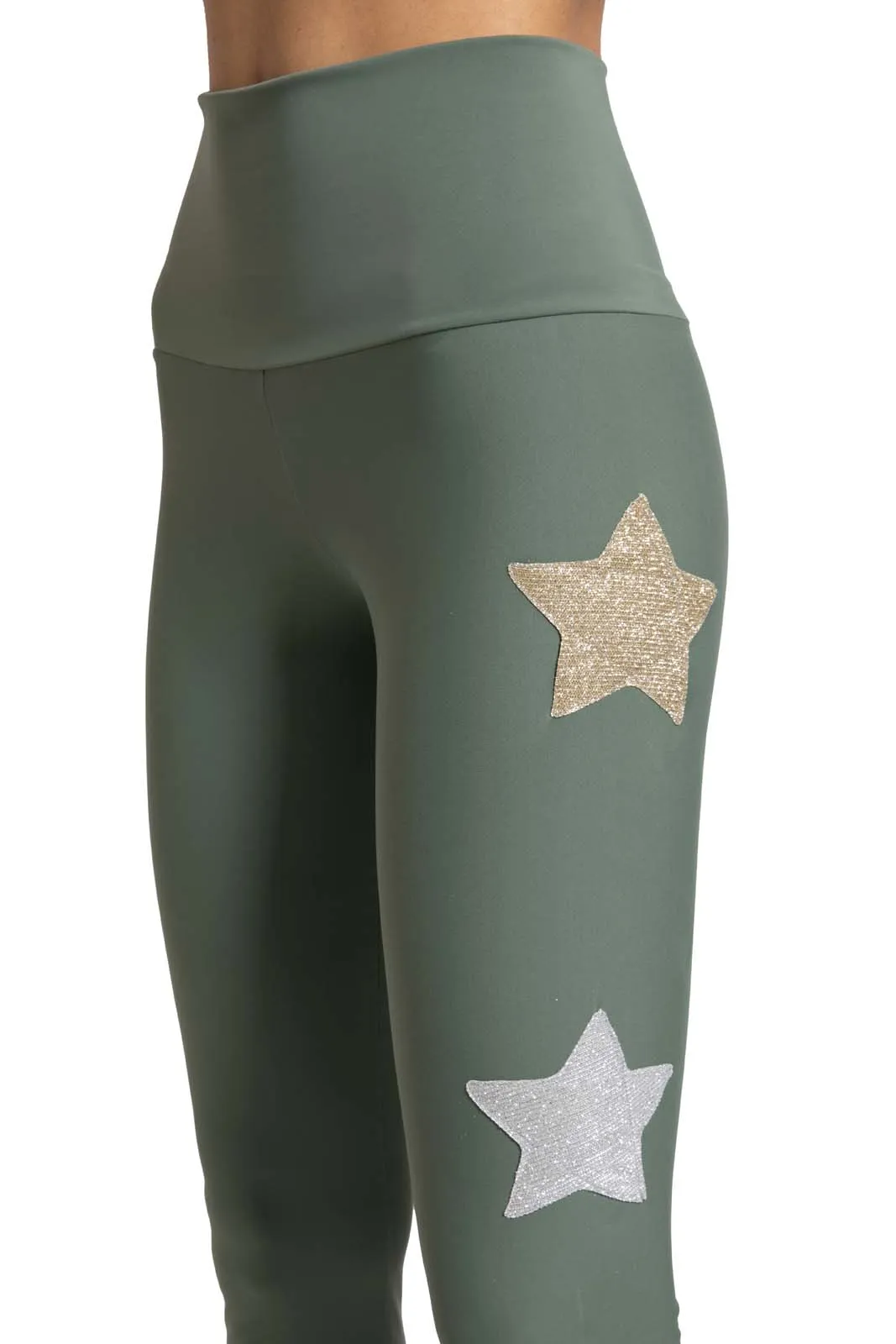 Leggings Oliva a vita alta con stelle