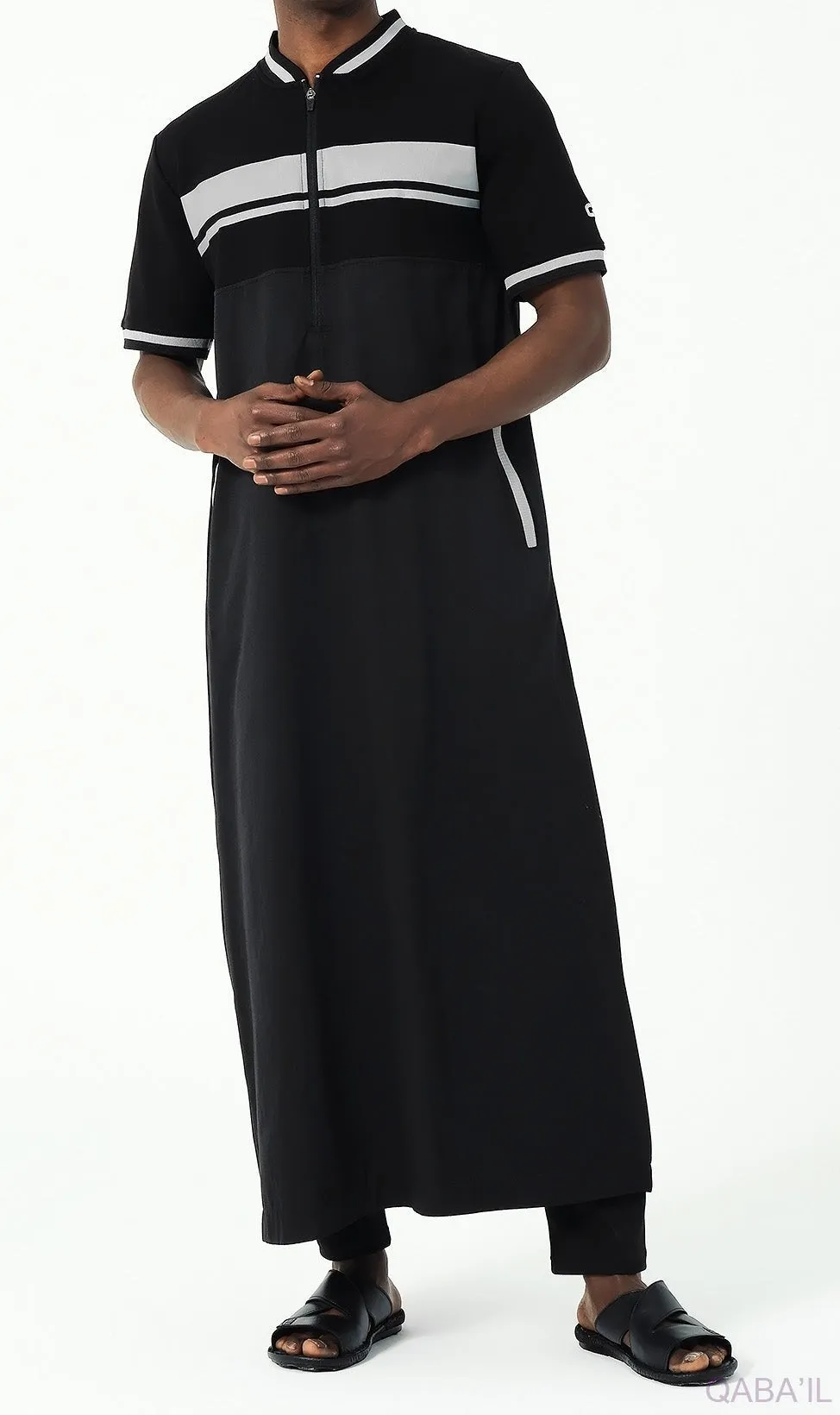 Long Thobe Kamees for Muslim Men QL NV R24 in Black