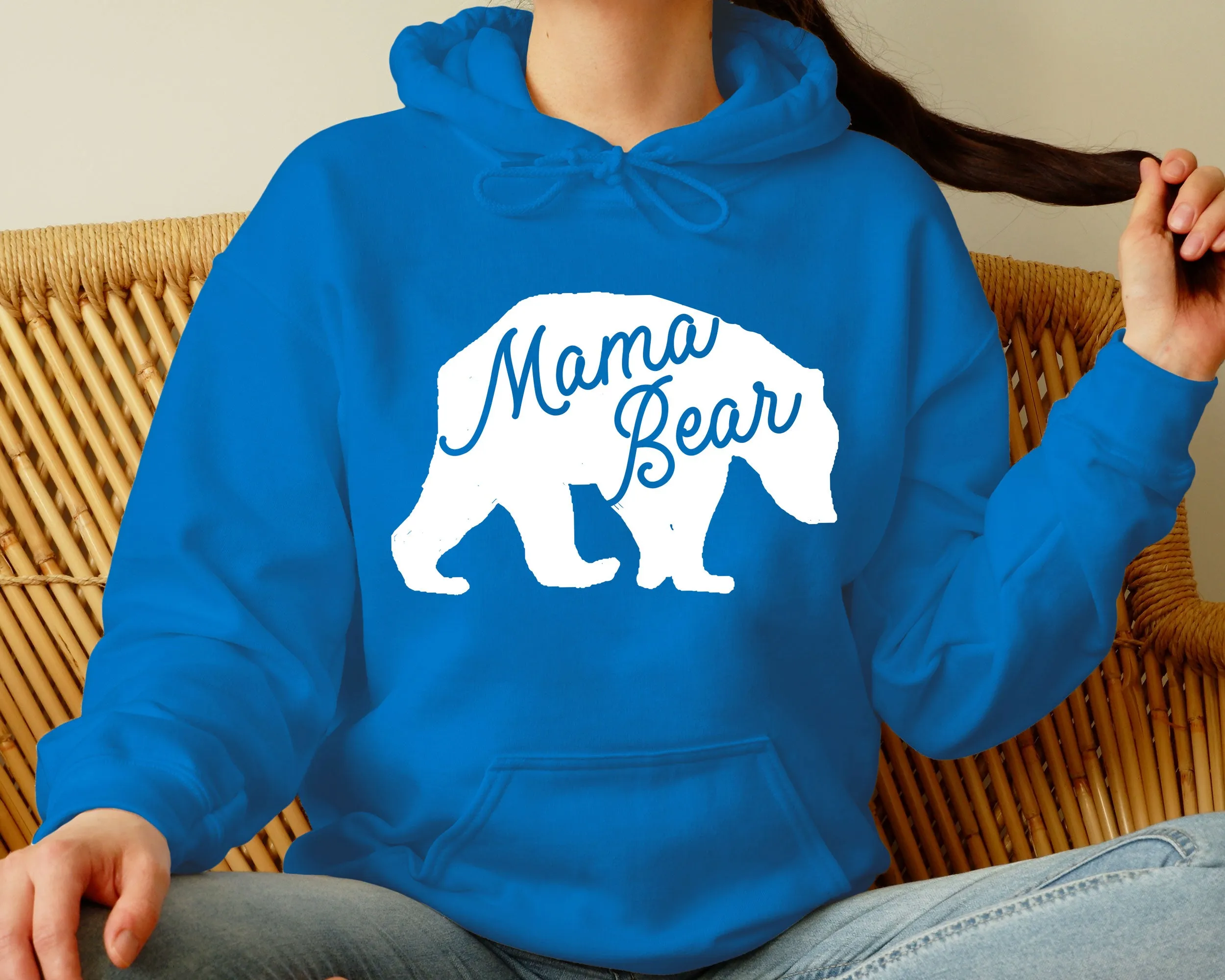 Mama Bear Silhouette Adult Hoodies - light or dark artwork