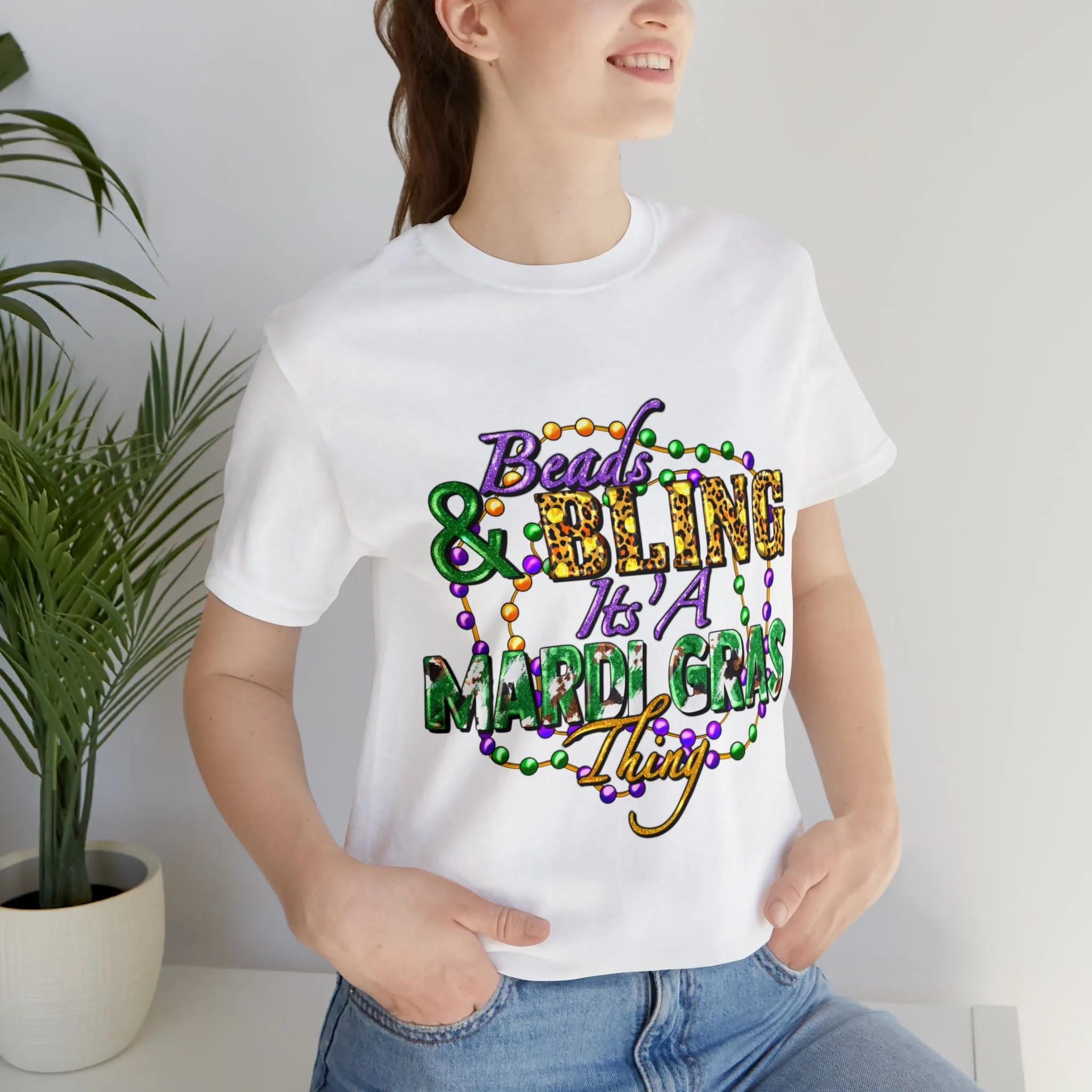 Mardi Gras T-Shirt only at Bling & Bloom's Boutique | Beads & Bling T-Shirt | Fun Tees | Party T-Shirts