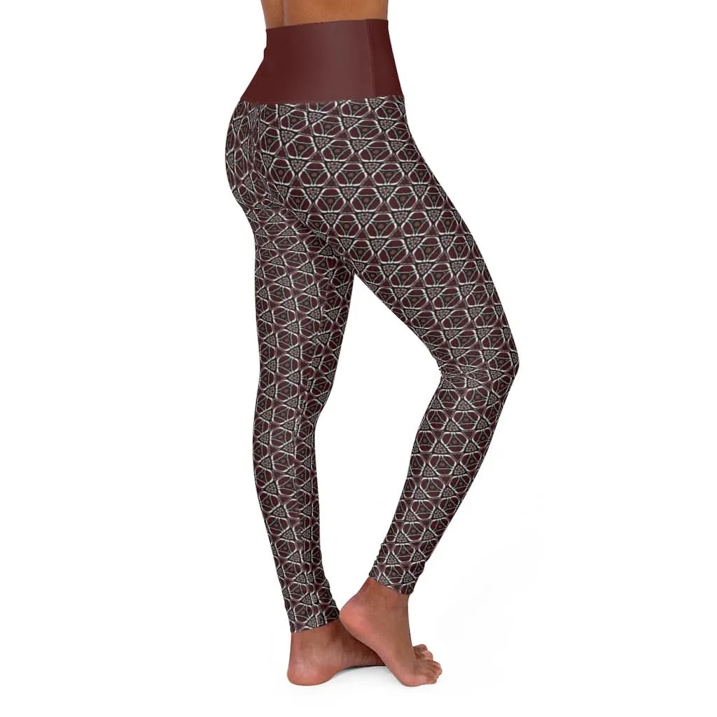 Maroon Butterfly 2 High Waisted Yoga Leggings