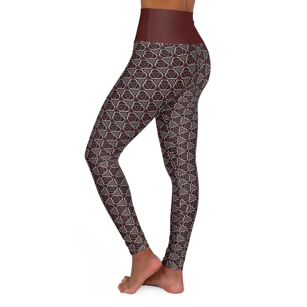 Maroon Butterfly 2 High Waisted Yoga Leggings