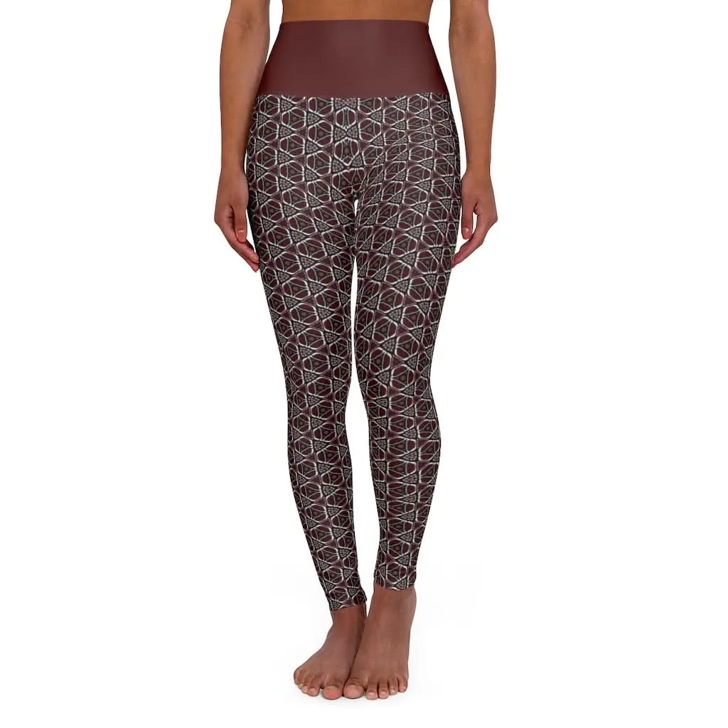 Maroon Butterfly 2 High Waisted Yoga Leggings