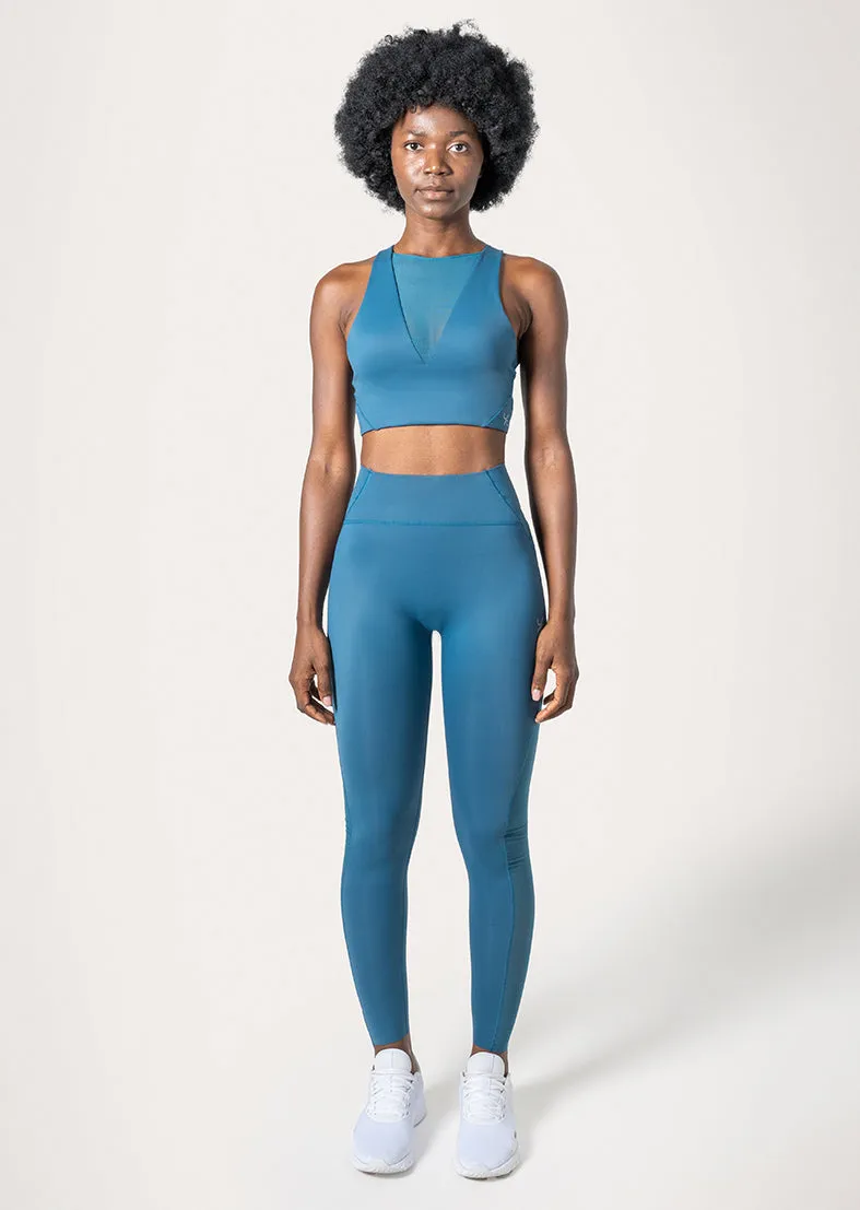 Mesh Panel Legging Blue