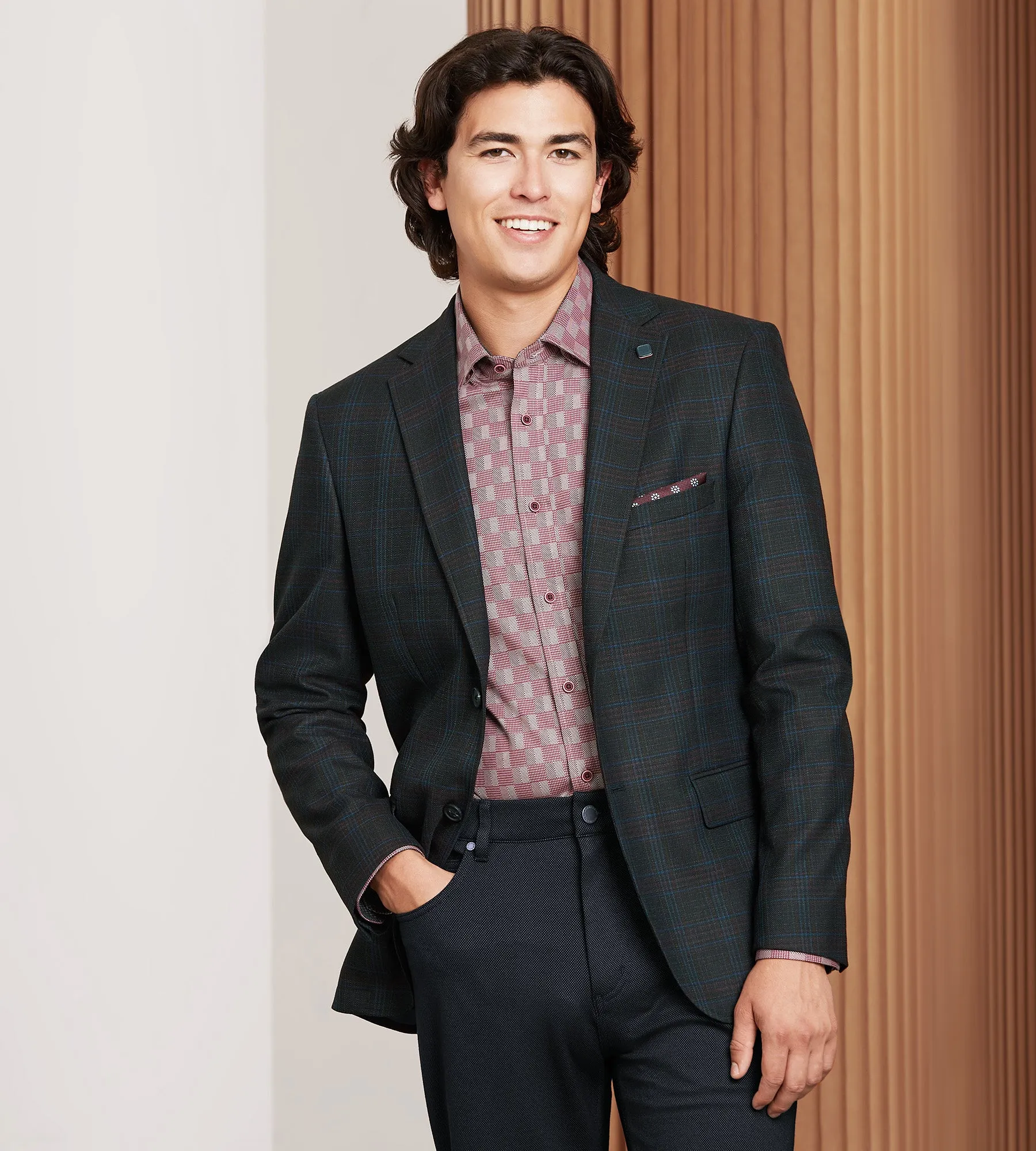 Modern Fit Woven Windowpane Sport Jacket