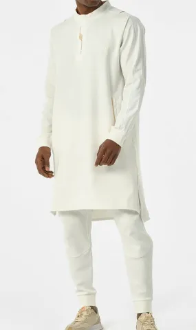 Muslim Men’s Short Jubba Kamisweat Subtil QL in Cream and Gold